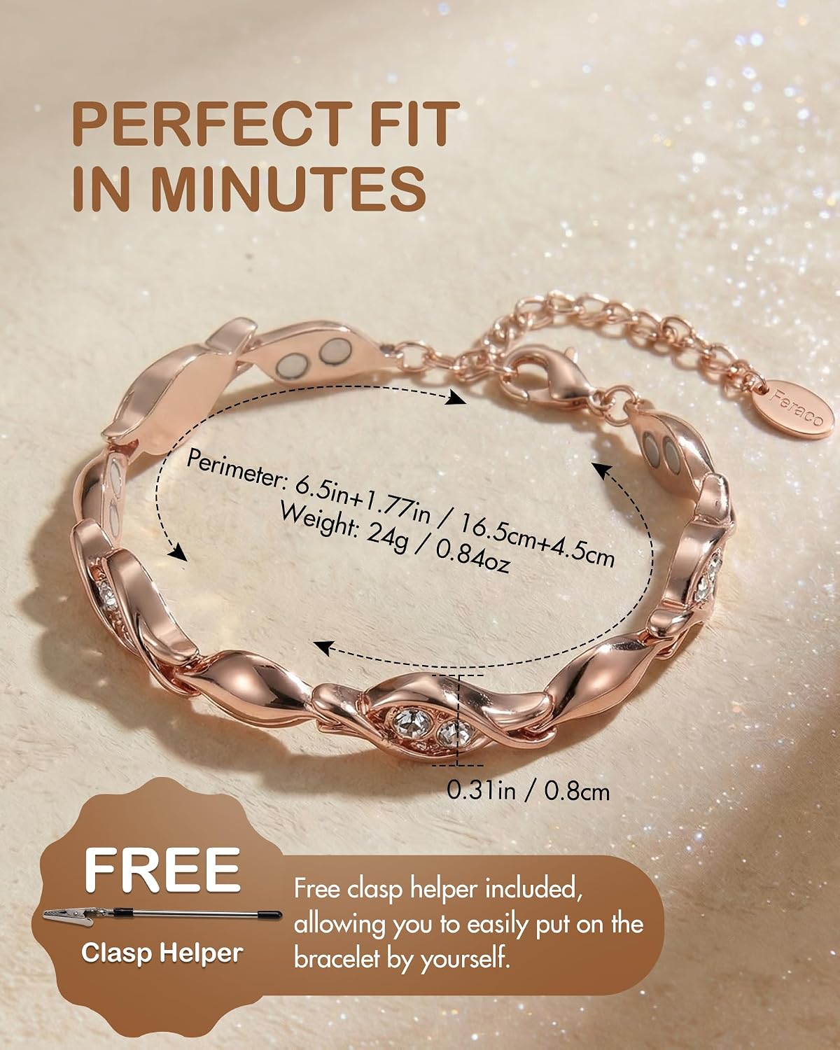 Thumbnail 6 de Feraco Copper Bracelet, 99.99% Copper