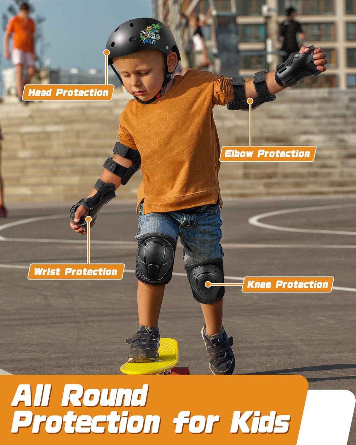 Thumbnail 4 de Kids Bike Helmet Set with Adjustable Helmet, Pads & Wrist Guards (Ages 2–14)