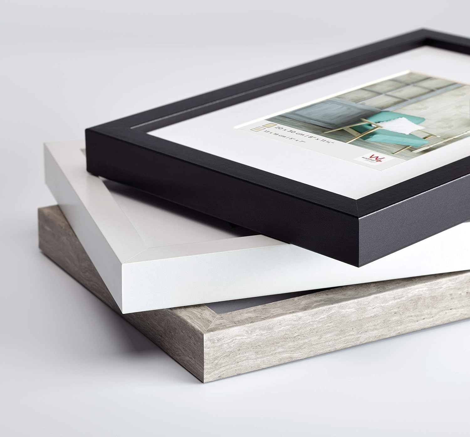 Detalle de Walther Design Cadre photo Stockholm gris avec passe-partout, 30 x 30 cm (EA339D)