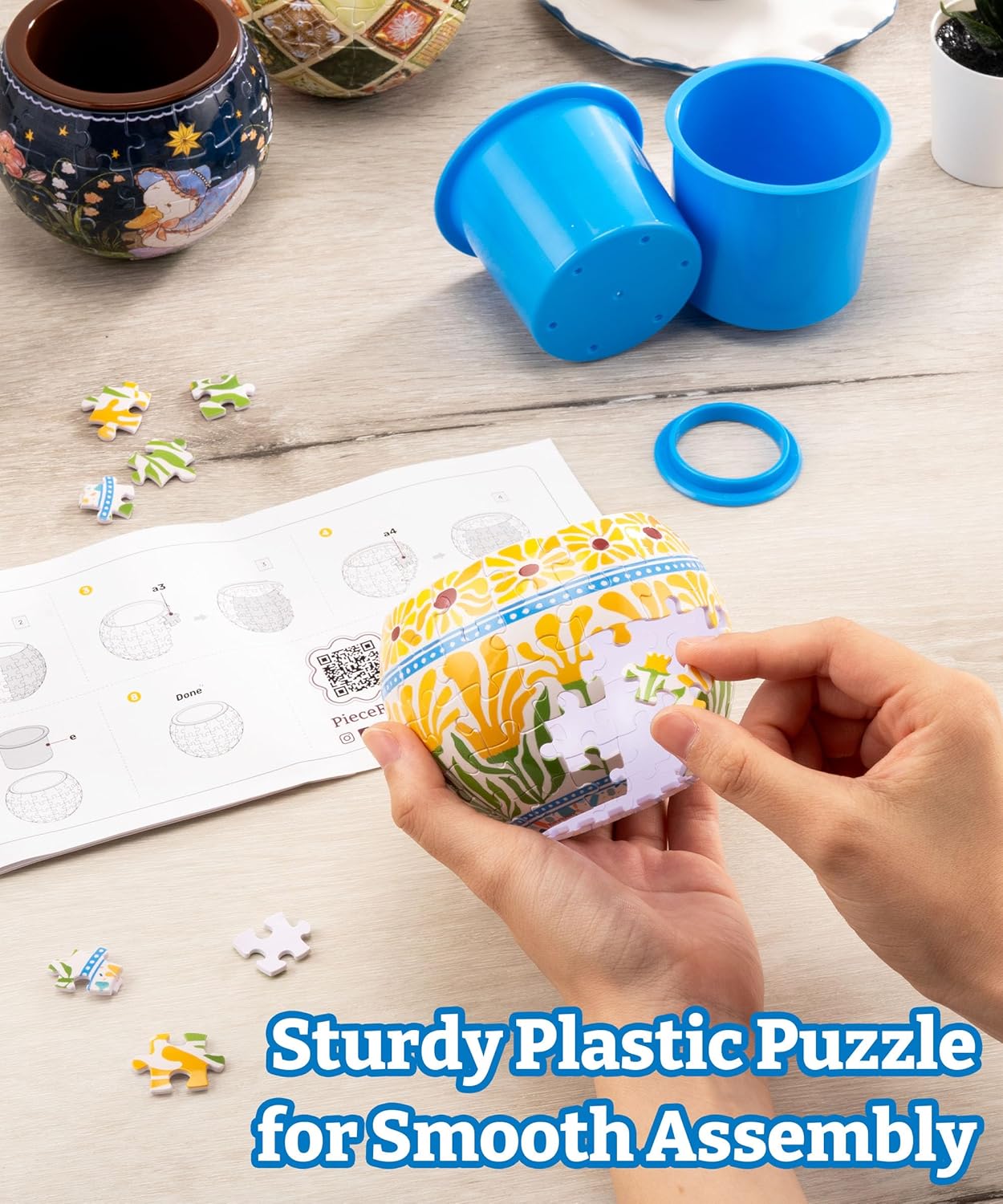 Detalle de PieceRelax 3D Puzzle Planter Daisy Breeze — 80 Pieces
