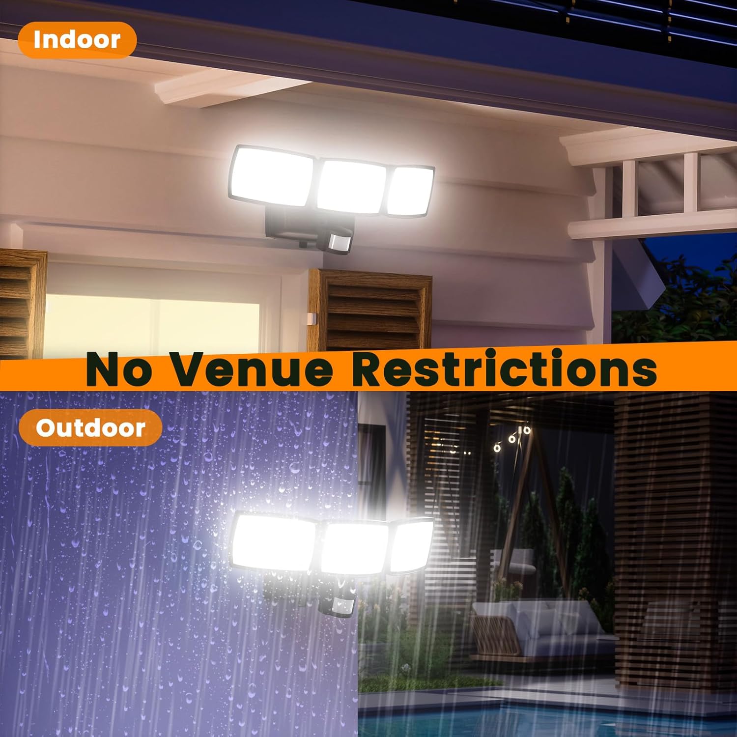 Thumbnail 5 de 240 LED Bewegungsmelder Außenlampe mit Batterie (1500 lm) – IP65 Sicherheitsleuchte für Garage, Garten & Eingang