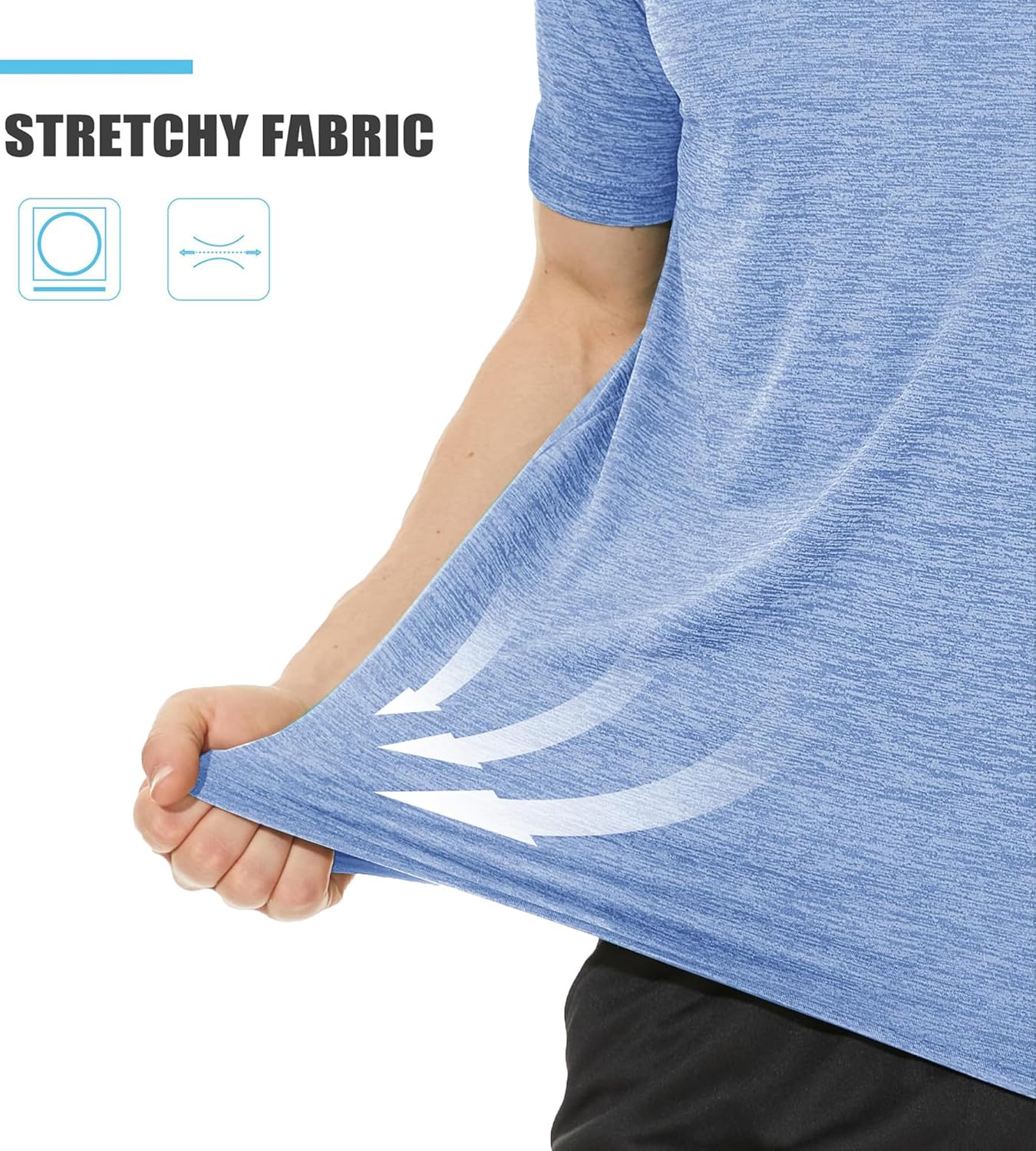 Thumbnail 4 de TACVASEN Herren Meliert Sport-T-Shirt Kurzarm mit reflektierenden Streifen