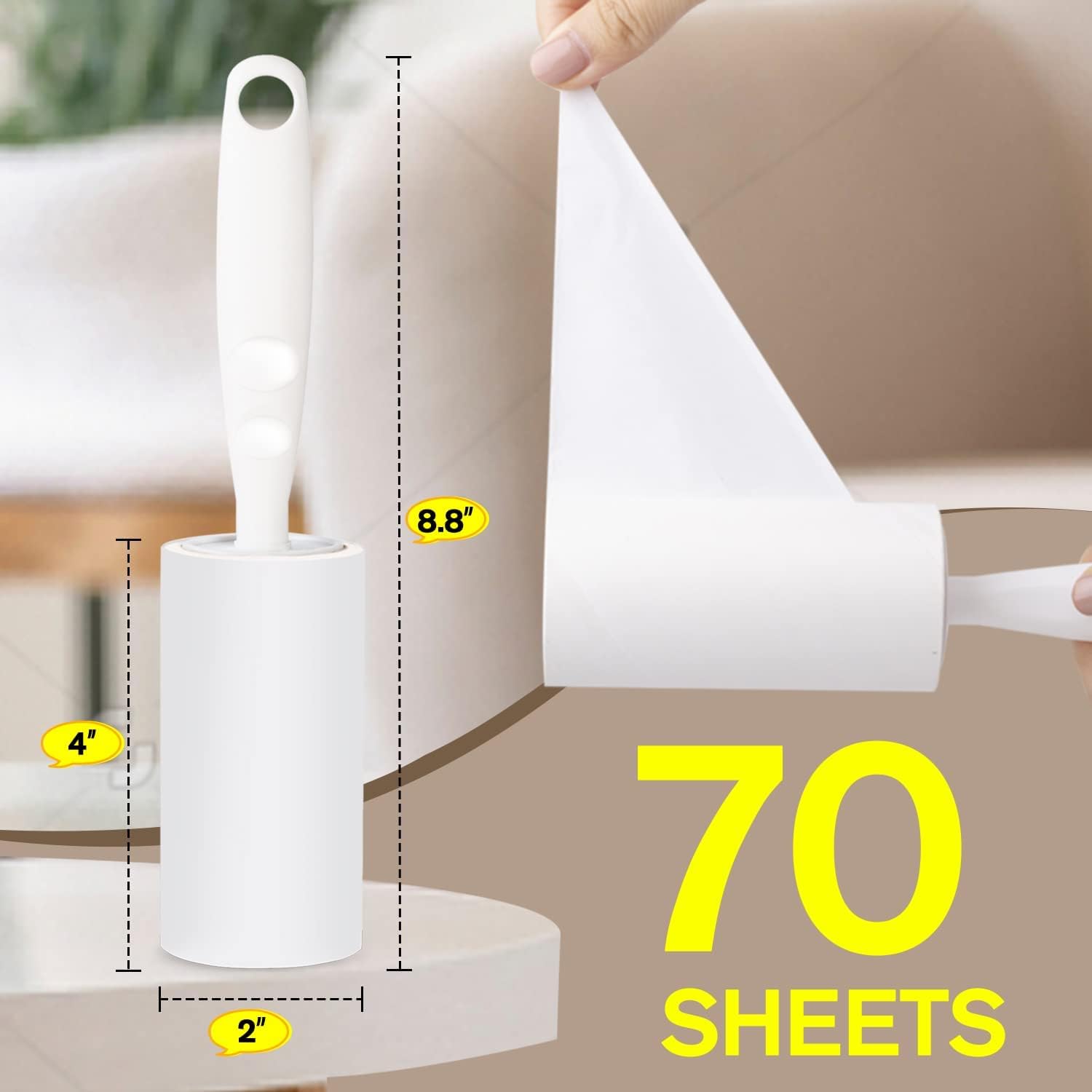 Thumbnail 3 de MELERIO Lint Rollers 5 Refills Full Pack – 420 Sheets with Protective Cover