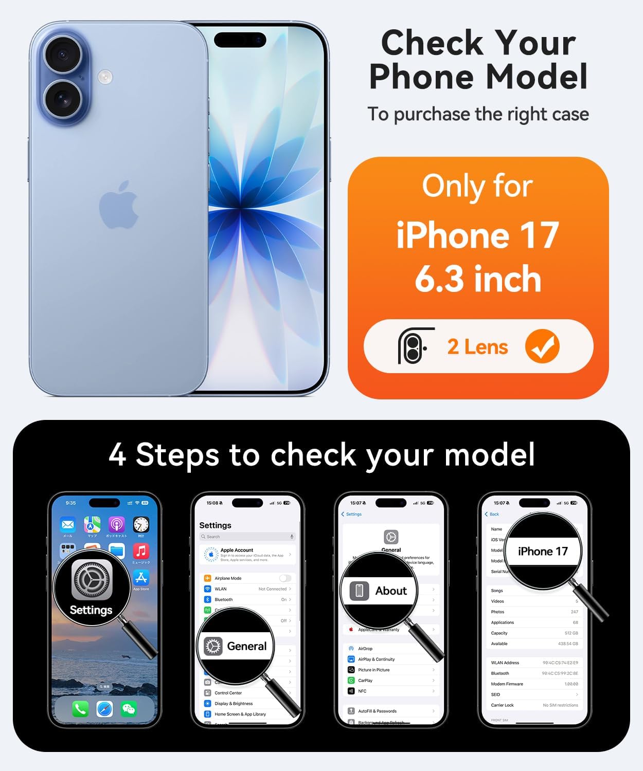 Detalle 2 de CANSHN iPhone 17 Glass Screen Protector, 2-Pack, 9H, One-Step Install