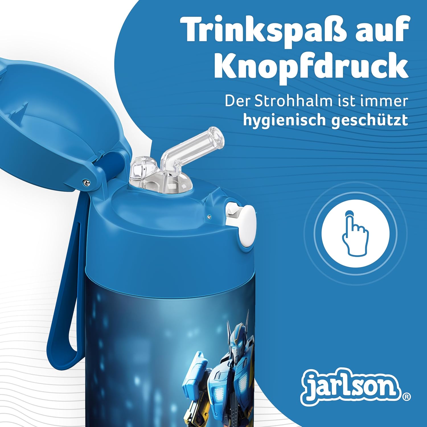 Thumbnail 3 de Jarlson® Kinder-Trinkflasche Charli aus Edelstahl (350 ml) mit Strohhalm – auslaufsicher, thermoisoliert