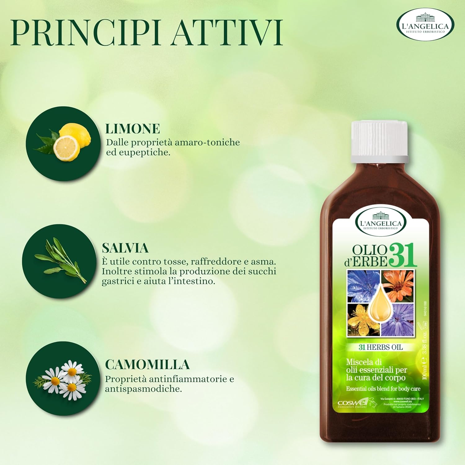 Thumbnail 2 de L'Angelica Olio d'Erbe 31 - Miscela di Oli Essenziali 100% Naturale, 100 ml