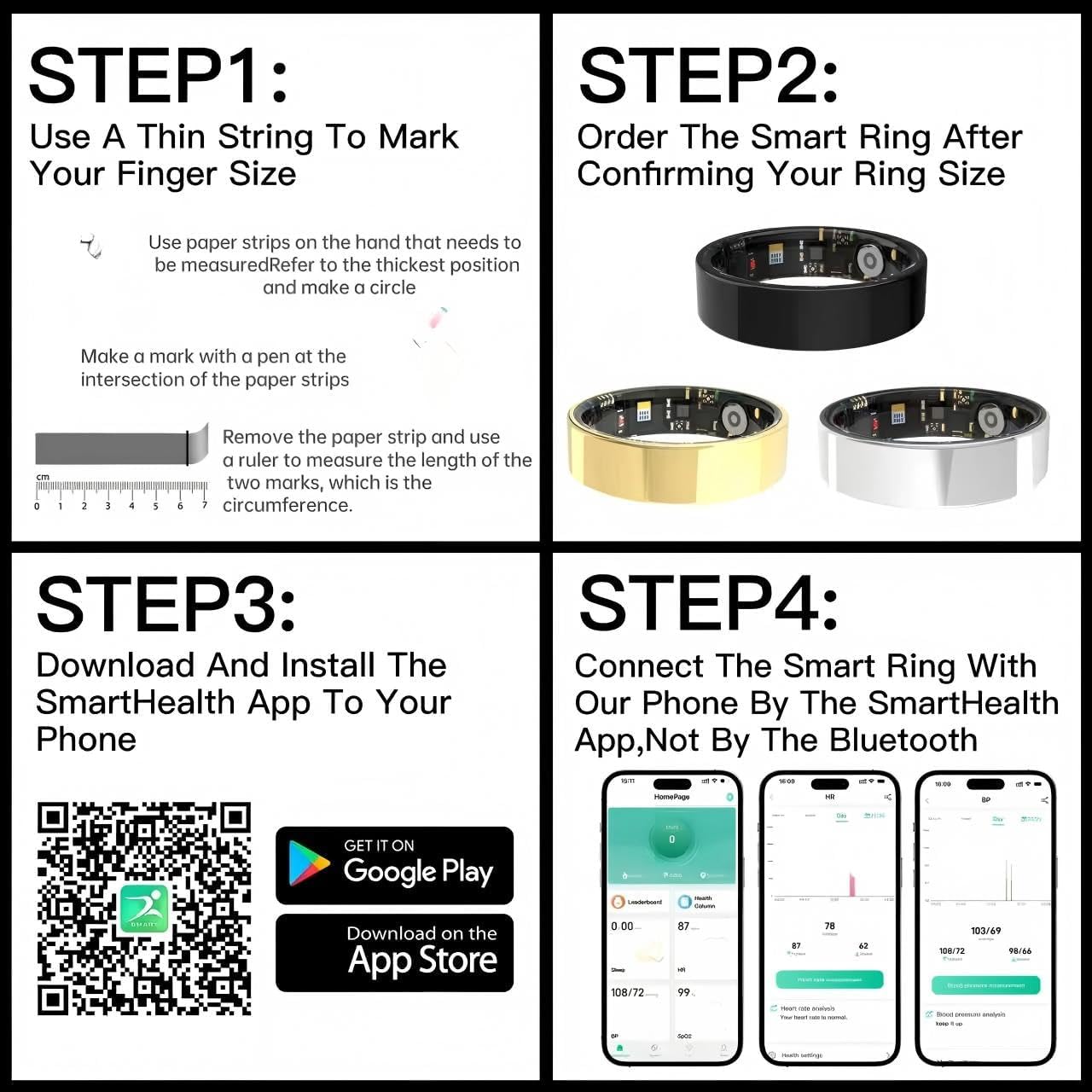 Thumbnail 6 de ZBNMY Smart Ring for Women and Men: Comprehensive Fitness and Health Tracker Ring (Black, 7)