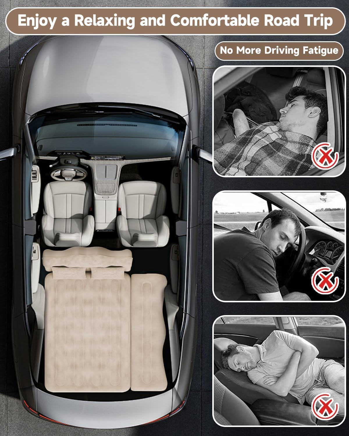 Detalle 2 de Umbrauto AIR-2CAR-MM Backseat Air Mattress, PVC, 600 lb Capacity