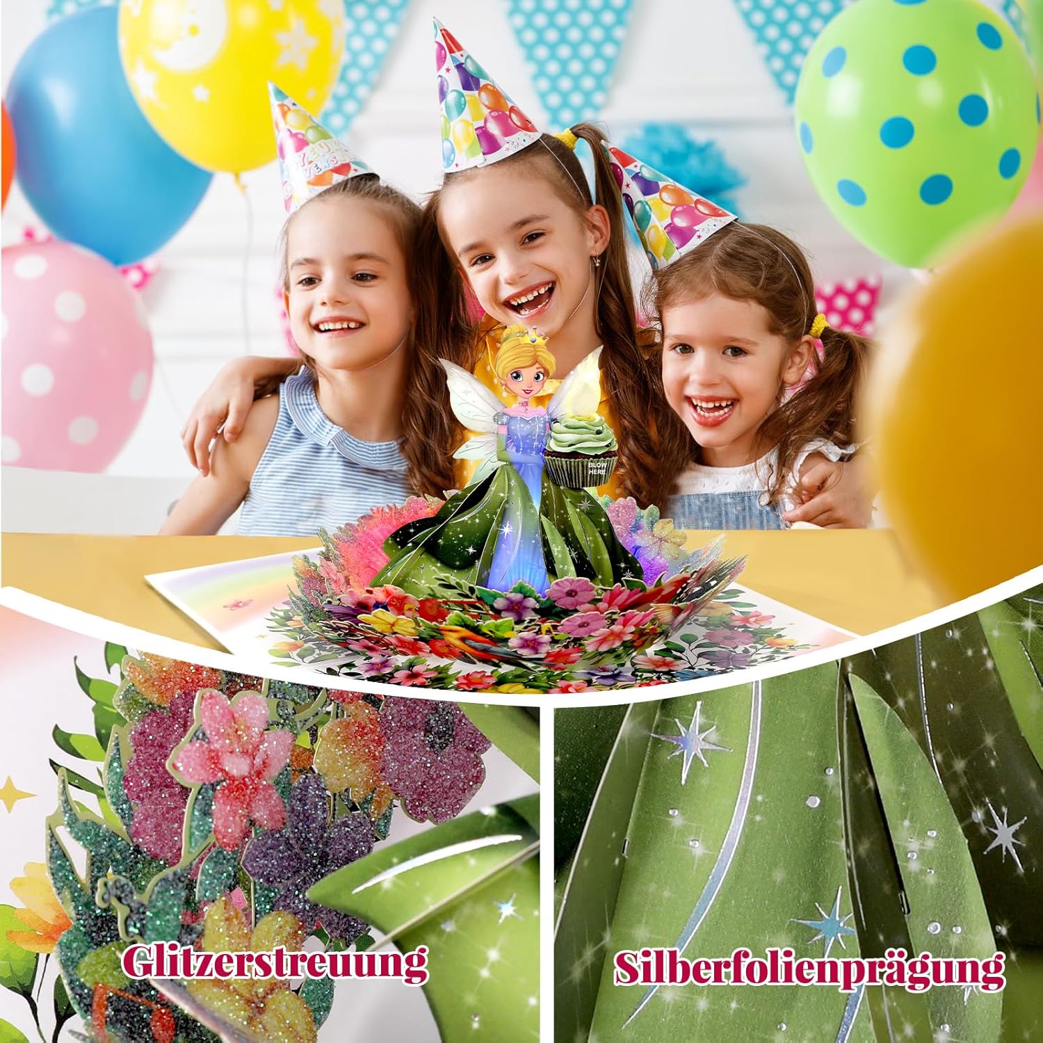 Thumbnail 3 de Geburtstagskarte für Mädchen mit Musik und Pop-up-Design „Happy Birthday“ (mit Lichtern)