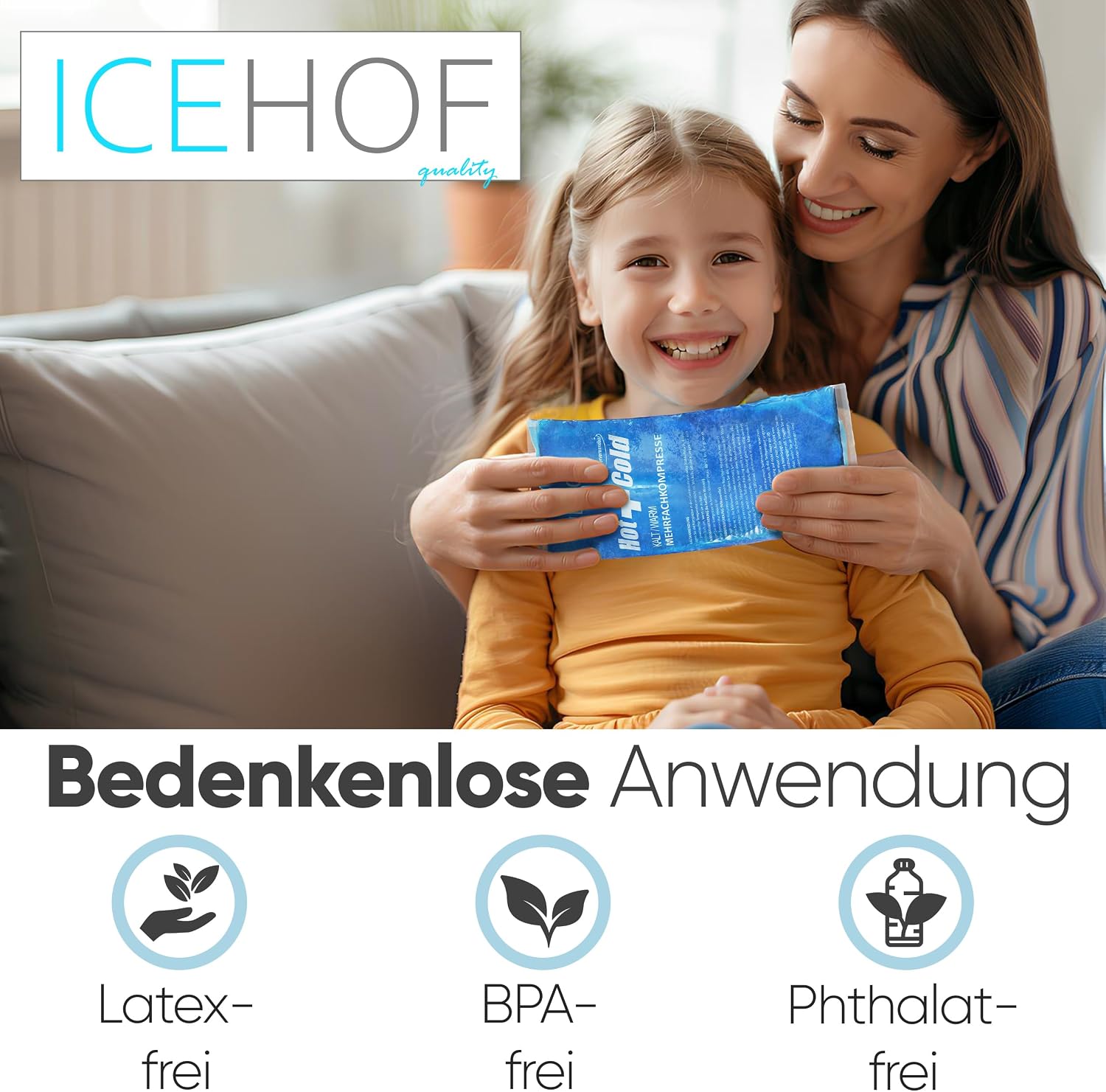 Detalle de ICEHOF Kühlpads (2x groß) – Modernstes Soft-Gel, lange Kühl- und Wärmedauer