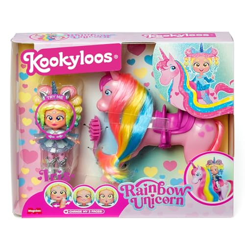 Thumbnail 4 de KOOKYLOOS Rainbow Unicorn unicornio con pelo real y muñeca Iris