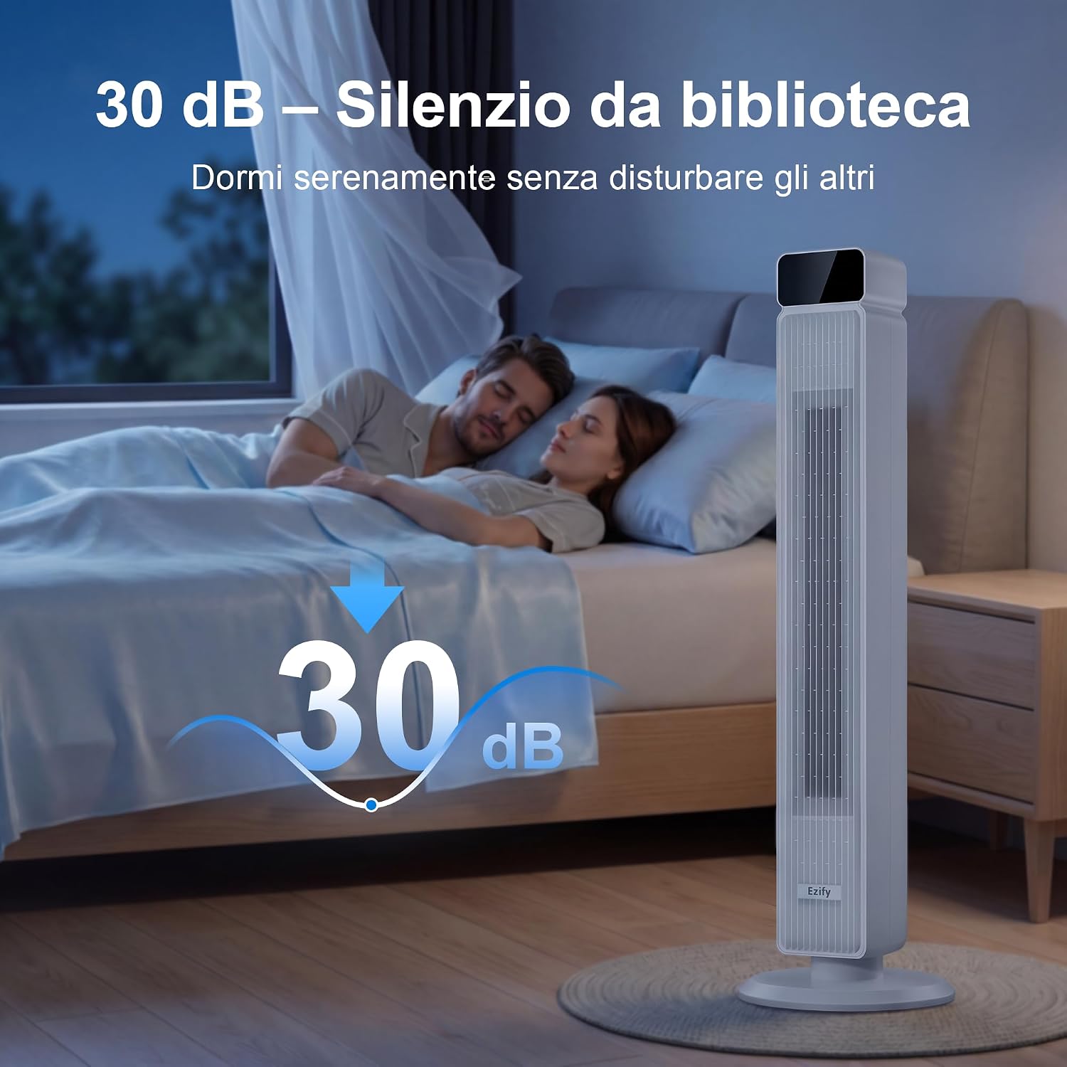 Detalle de Ezify Ventilatore a Torre Silenzioso con Telecomando: potenza, silenzio e comodità per casa e ufficio