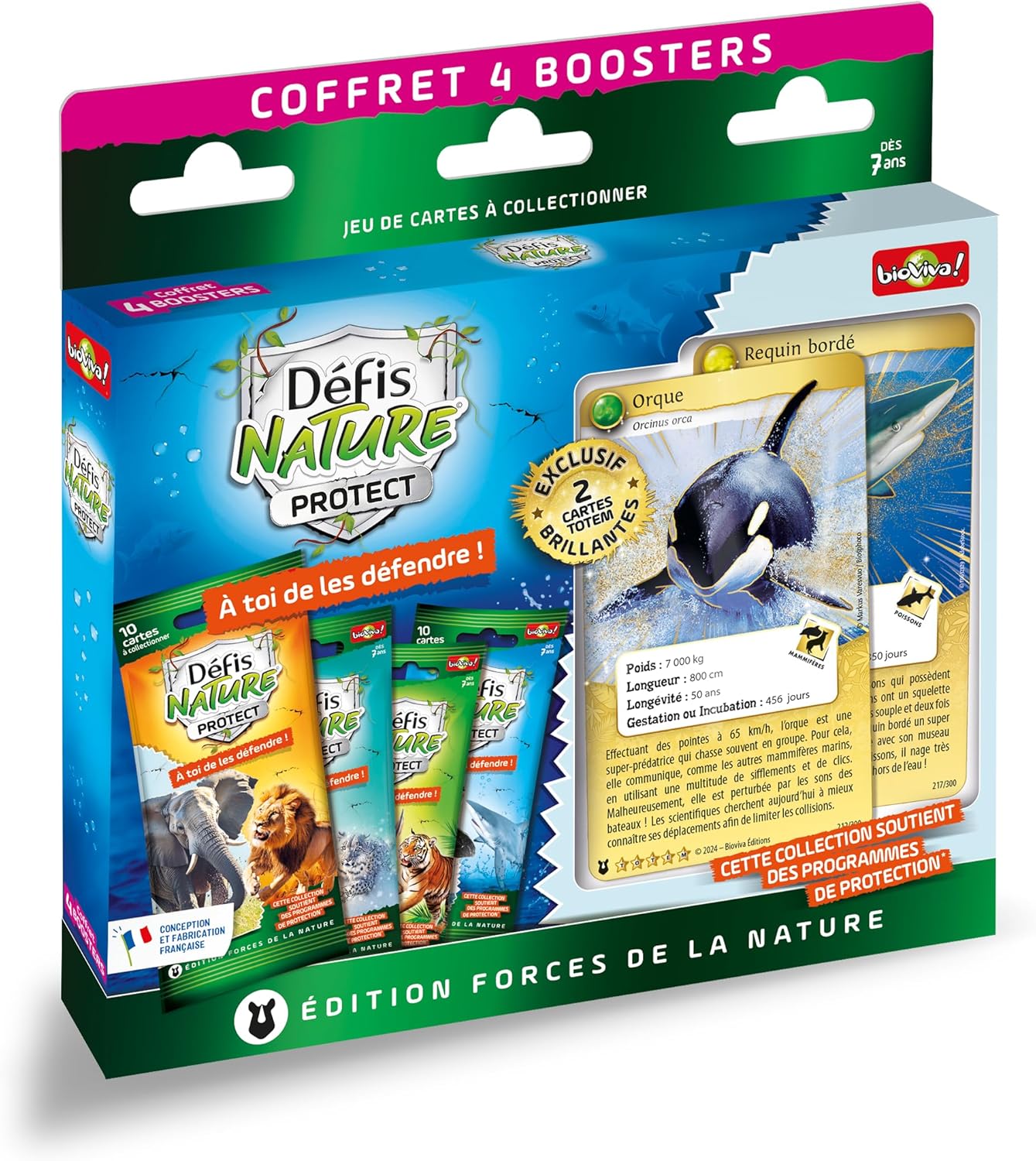 Detalle de Coffret 4 BOOSTERS Orque & Requin, Bleu/Blanc – JEU ÉDUCATIF & Amusant