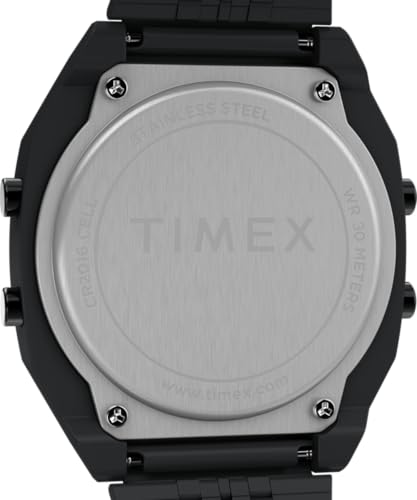 Detalle de Timex 80 TW2W91600: Orologio da uomo in acciaio inox nero, cassa 36 mm e quadrante digitale