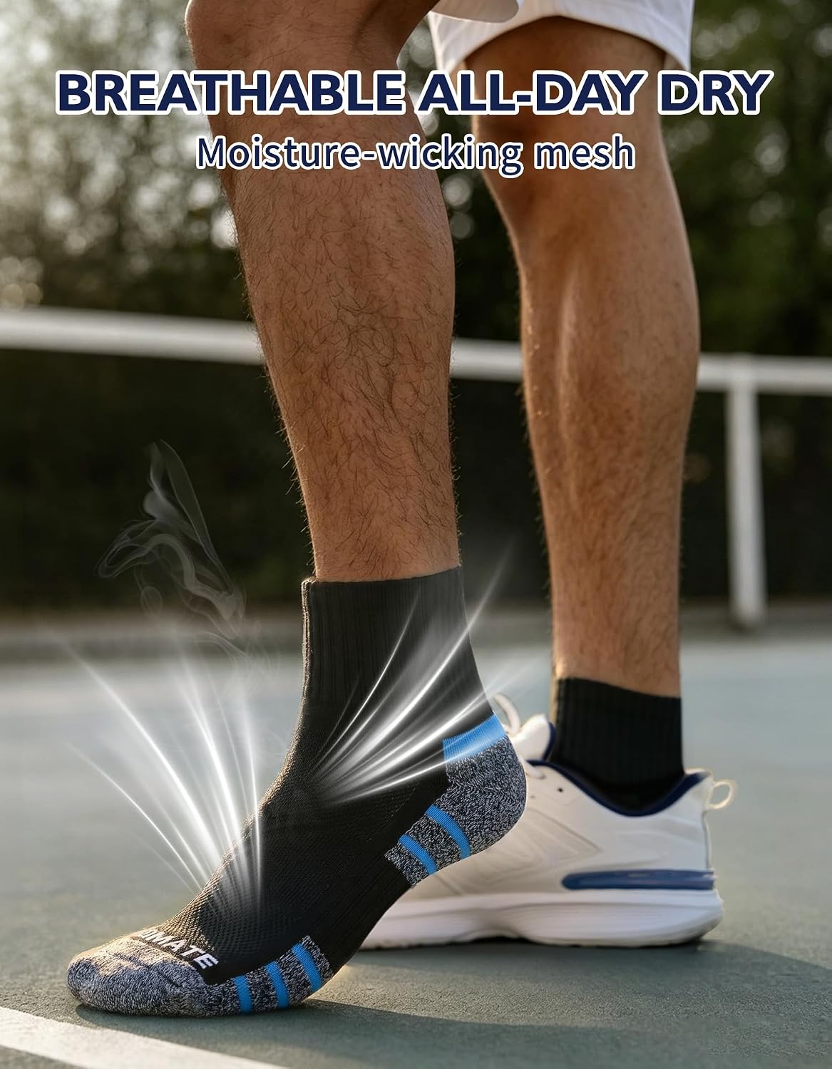 Thumbnail 3 de CLOSEMATE DT07 Men’s Cushioned Quarter Ankle Sports Socks, 6 Pairs