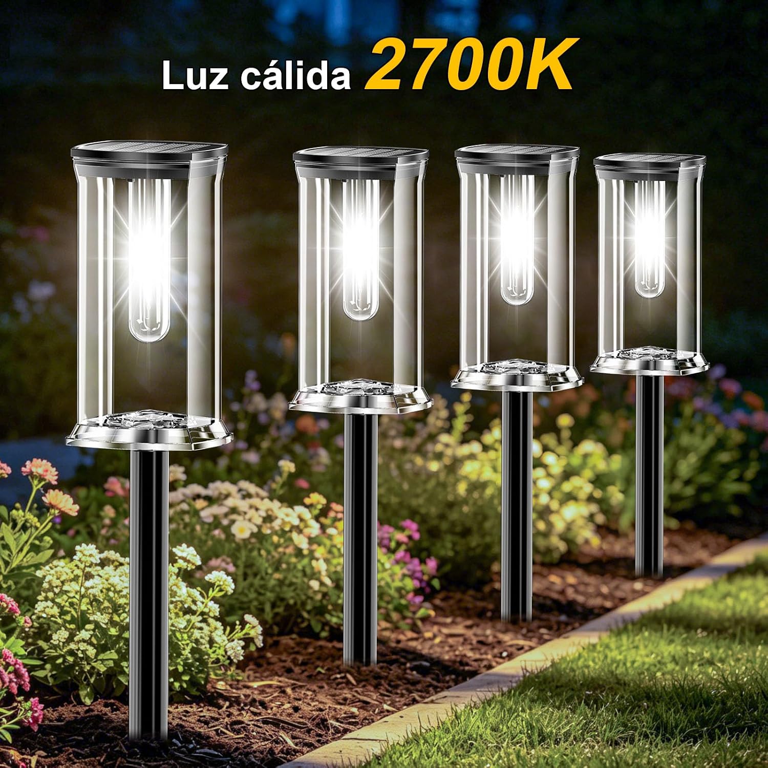 Detalle de SOLARBABY - 12 Luci Solari da Giardino Esterno LED Bianco Freddo, IP65, Accensione Automatica