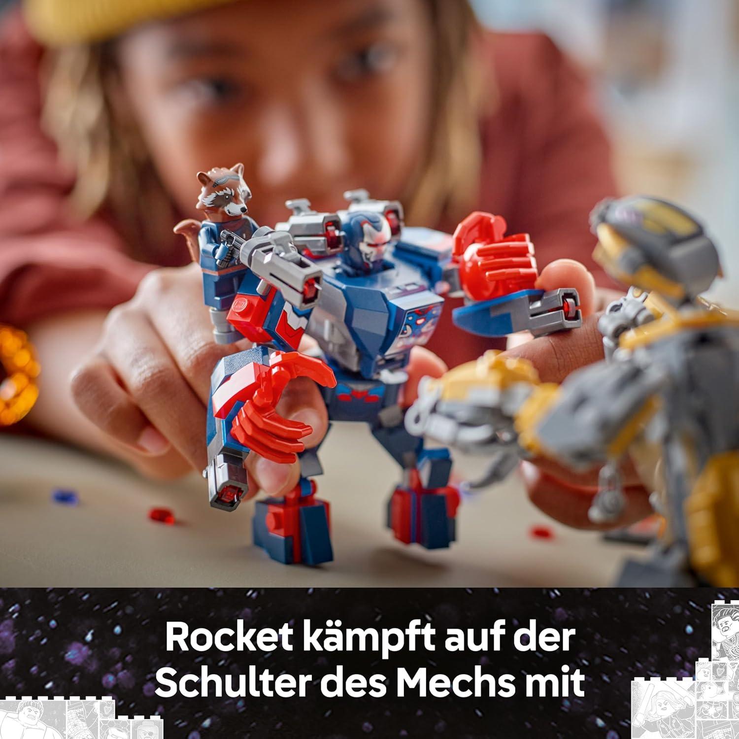 Detalle 2 de LEGO Marvel Avengers: Endgame Thor vs. Chitauri Bauset – 7 Minifiguren, Iron Patriot Mech, ab 8 Jahren (76322)