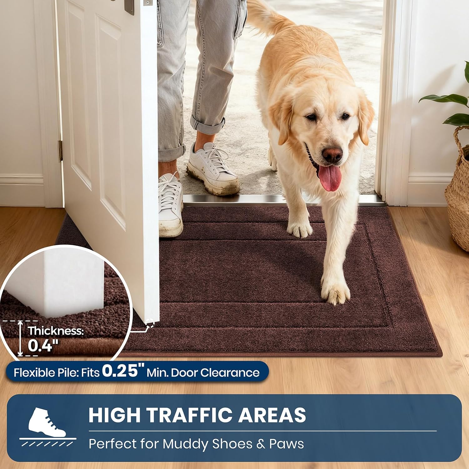 Thumbnail 6 de PURRUGS Machine Washable Kitchen Rug 32" x 47" — Non-Slip, Highly Absorbent Brown Kitchen Runner