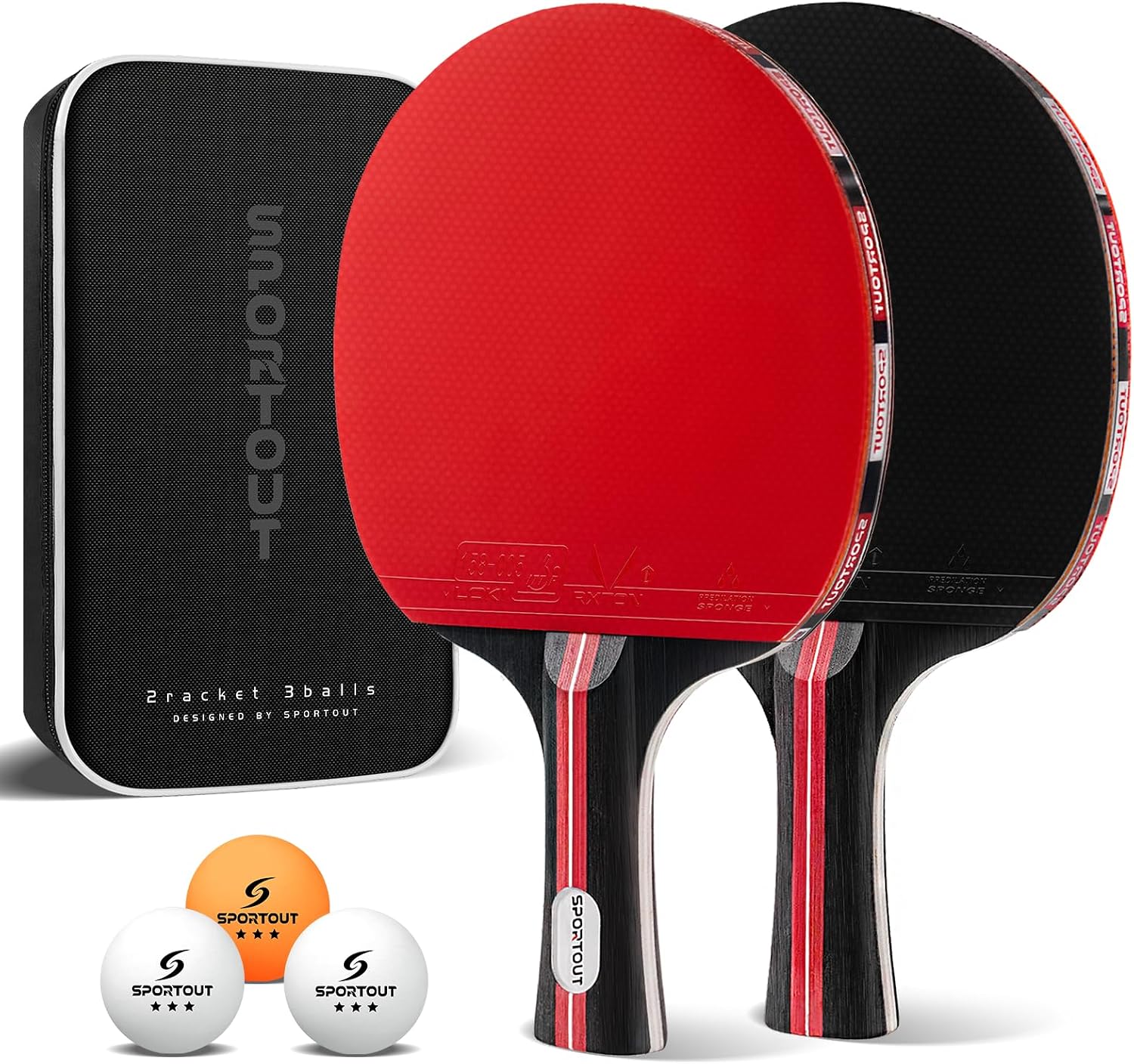 Detalle de Table Tennis Bats – High-Performance Starter Set (2 Rackets, 3 Balls, Carry Bag)