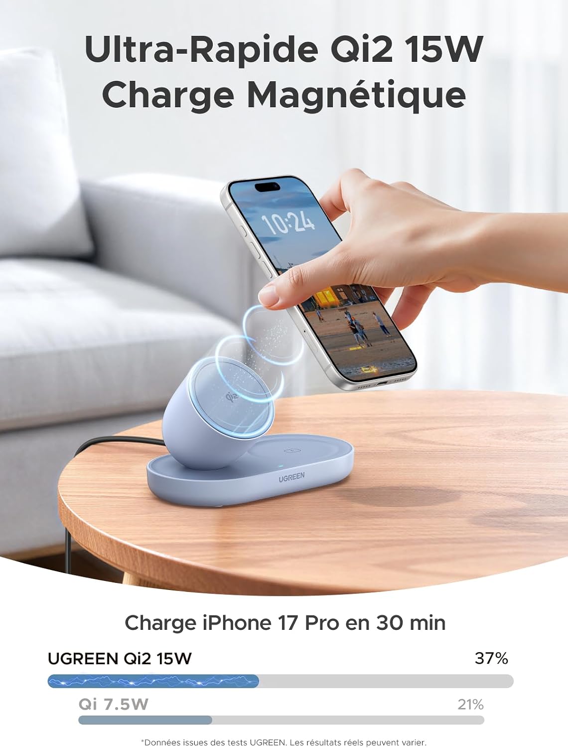 Detalle 2 de UGREEN Zapix Chargeur Induction 15W