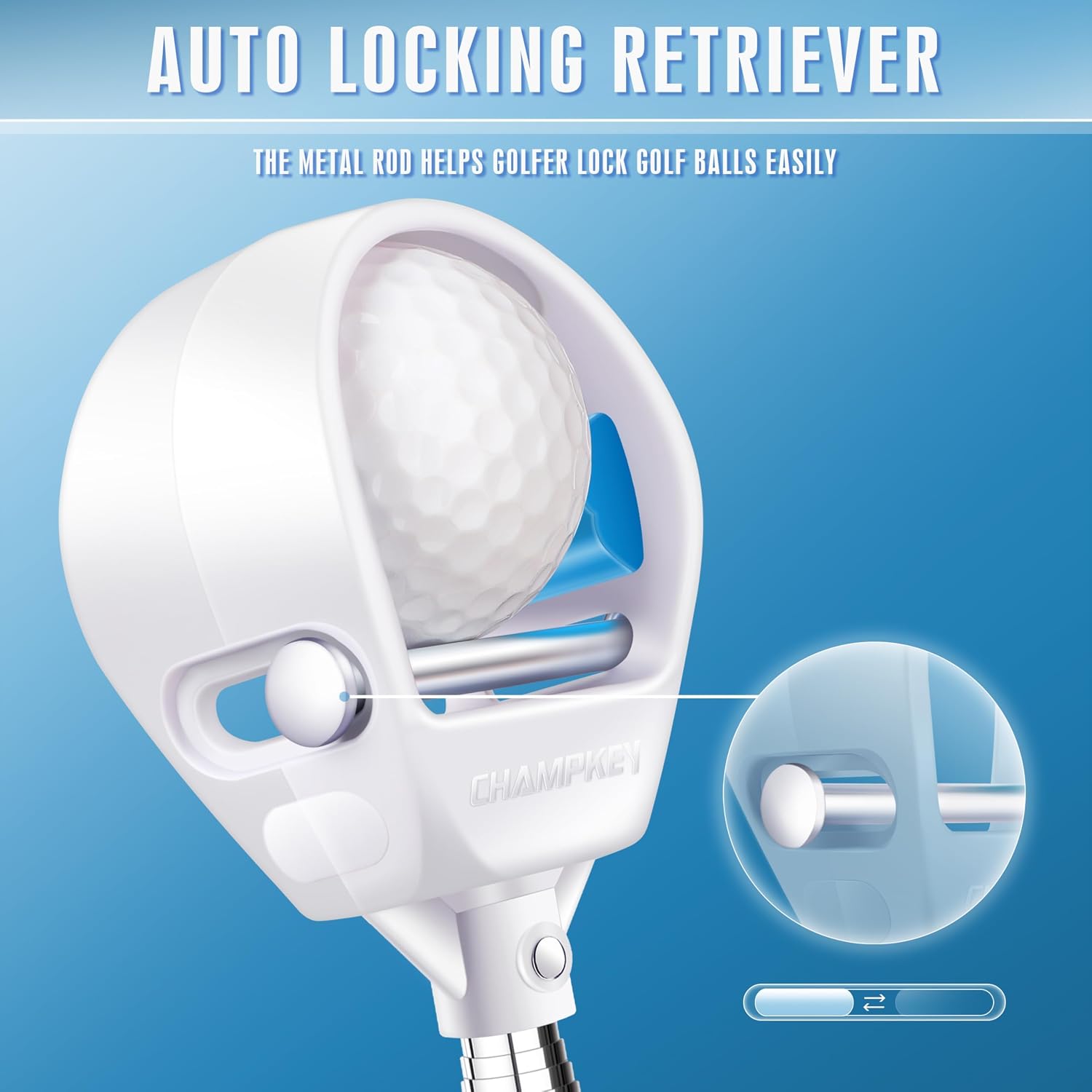 Thumbnail 1 de CHAMPKEY Pro Auto-Lock Golf Ball Retriever – Reinforced Telescopic Shaft with Quick-Lock System