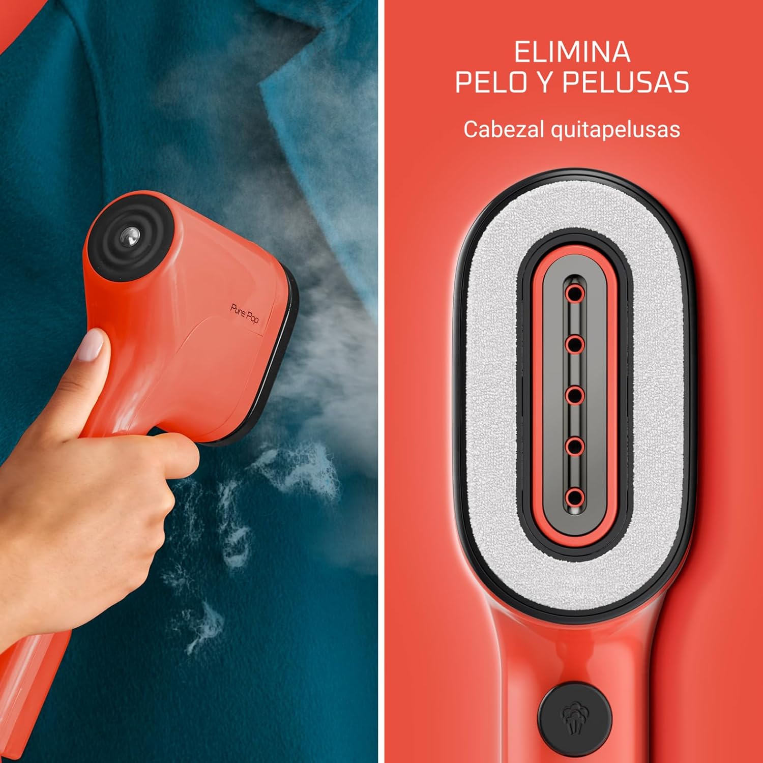 Thumbnail 2 de Rowenta Pure Pop DR2022, cepillo de vapor 1300 W con cabezal reversible para quitar pelusas y planchar al vapor