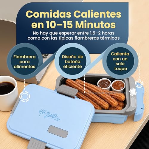 Detalle de Hot Bento PLUS: Fiambrera Eléctrica Portátil y Autocalentable (994 ml) para Trabajo, Colegio y Viajes