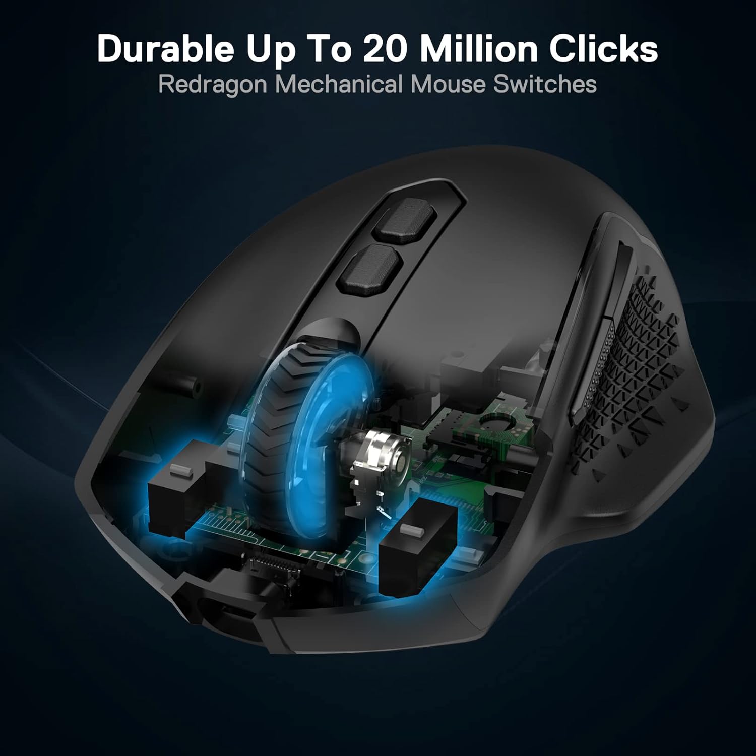 Detalle de Redragon M810 Pro Gaming-Maus (kabelgebunden & kabellos) mit 10.000 DPI, 8 Makrotasten und RGB
