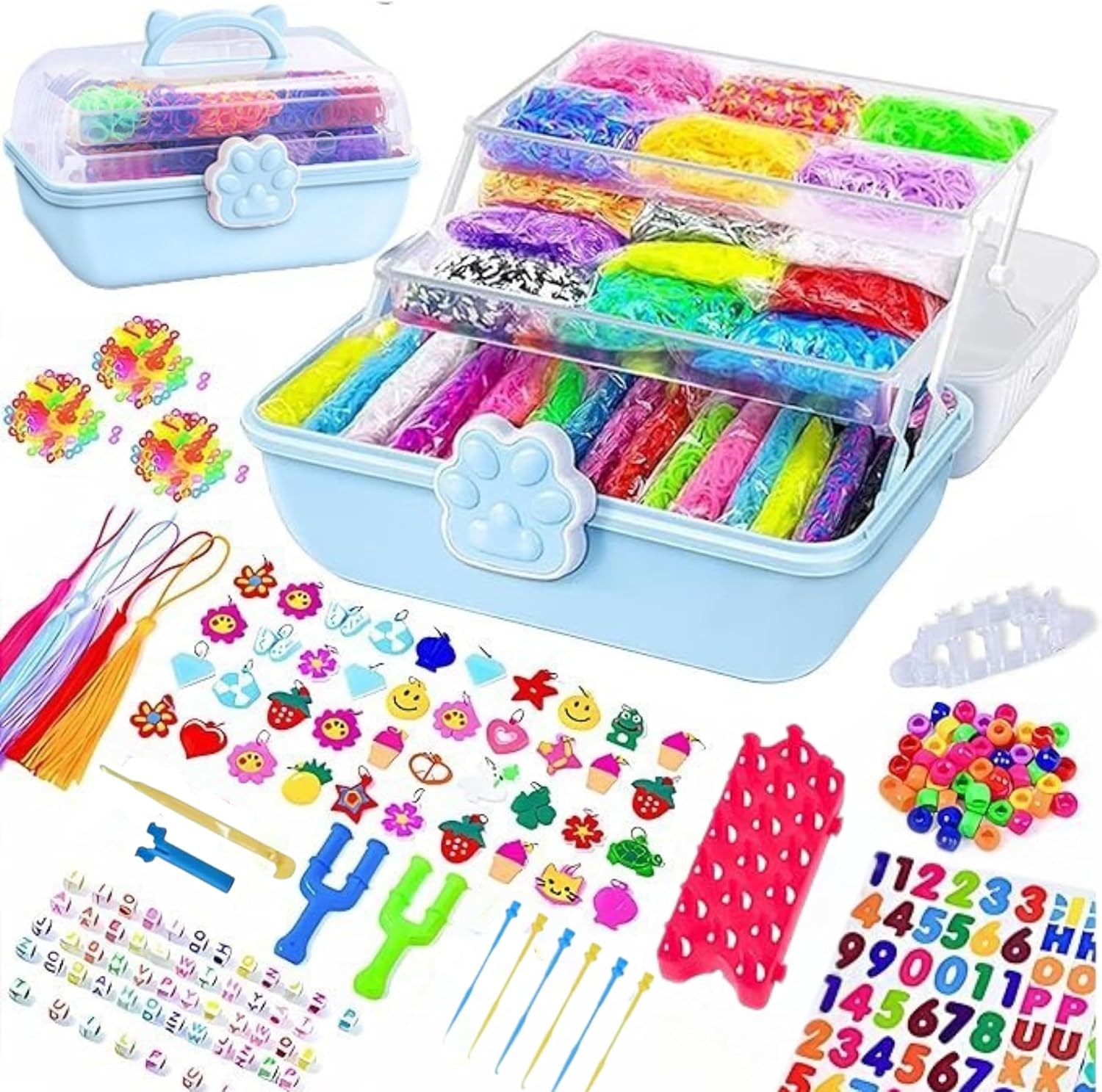 Detalle de 17000+ Loom Band Kit (32 Vibrant Colours) with Charms, Tools & 3-Layer Storage Box