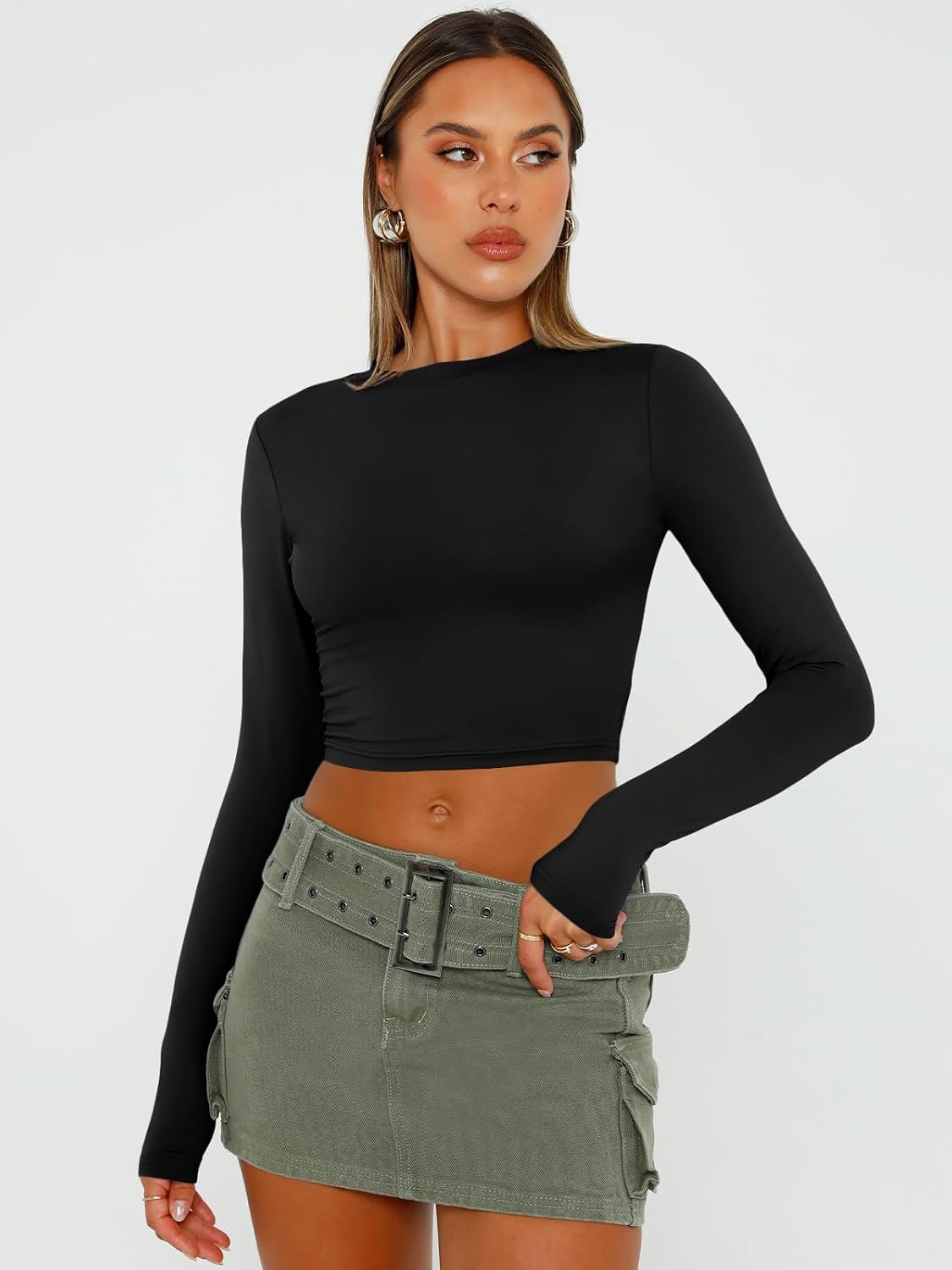 Detalle 2 de Trendy Queen Womens Long Sleeve Crop Top for Teens