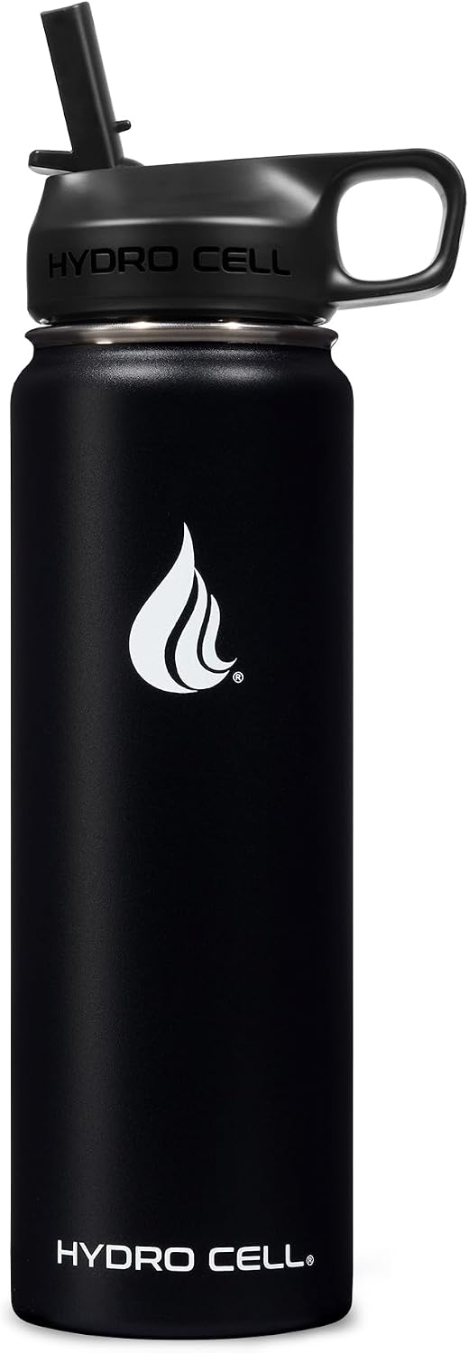 Detalle 2 de HYDRO CELL Stainless Steel Insulated Water Bottle 24oz with Straw – Teal/Black