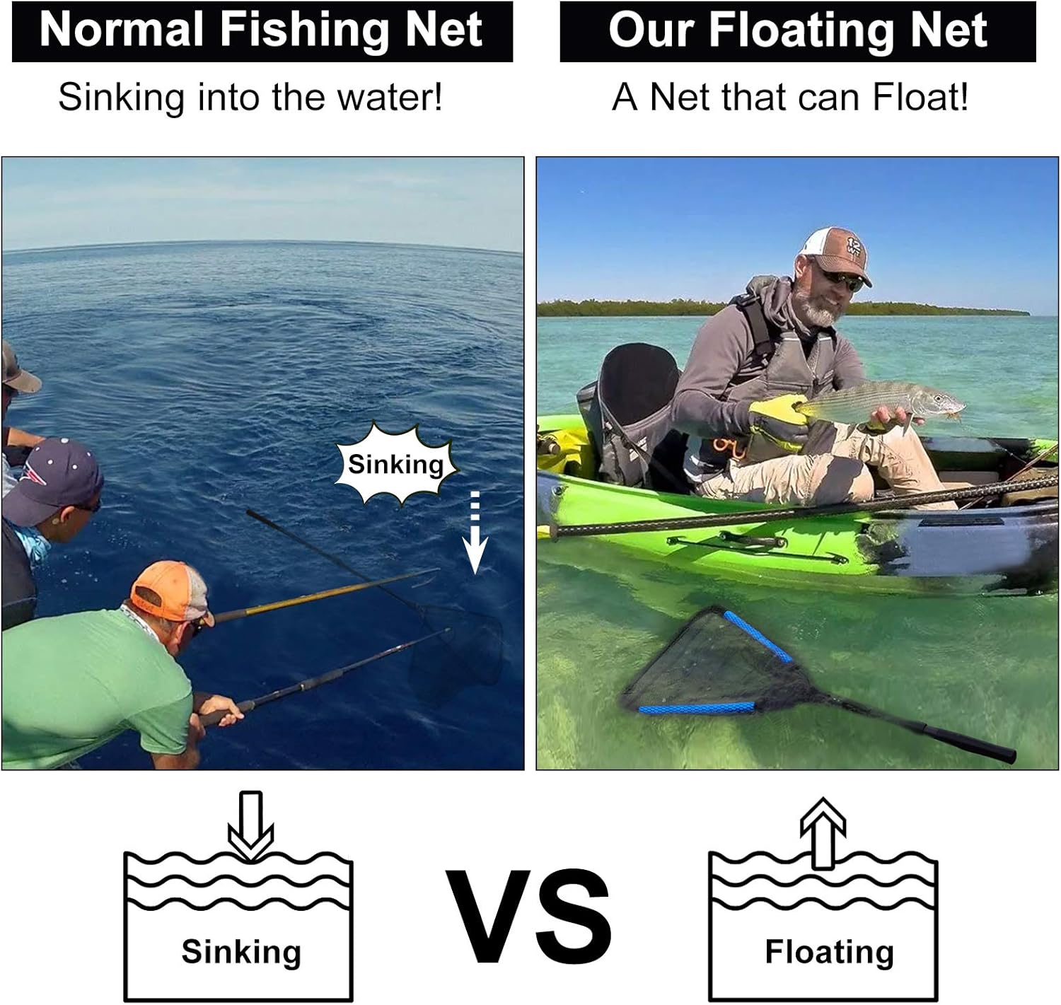 Detalle 2 de PLUSINNO Floating Fishing Landing Net with Telescopic Handle