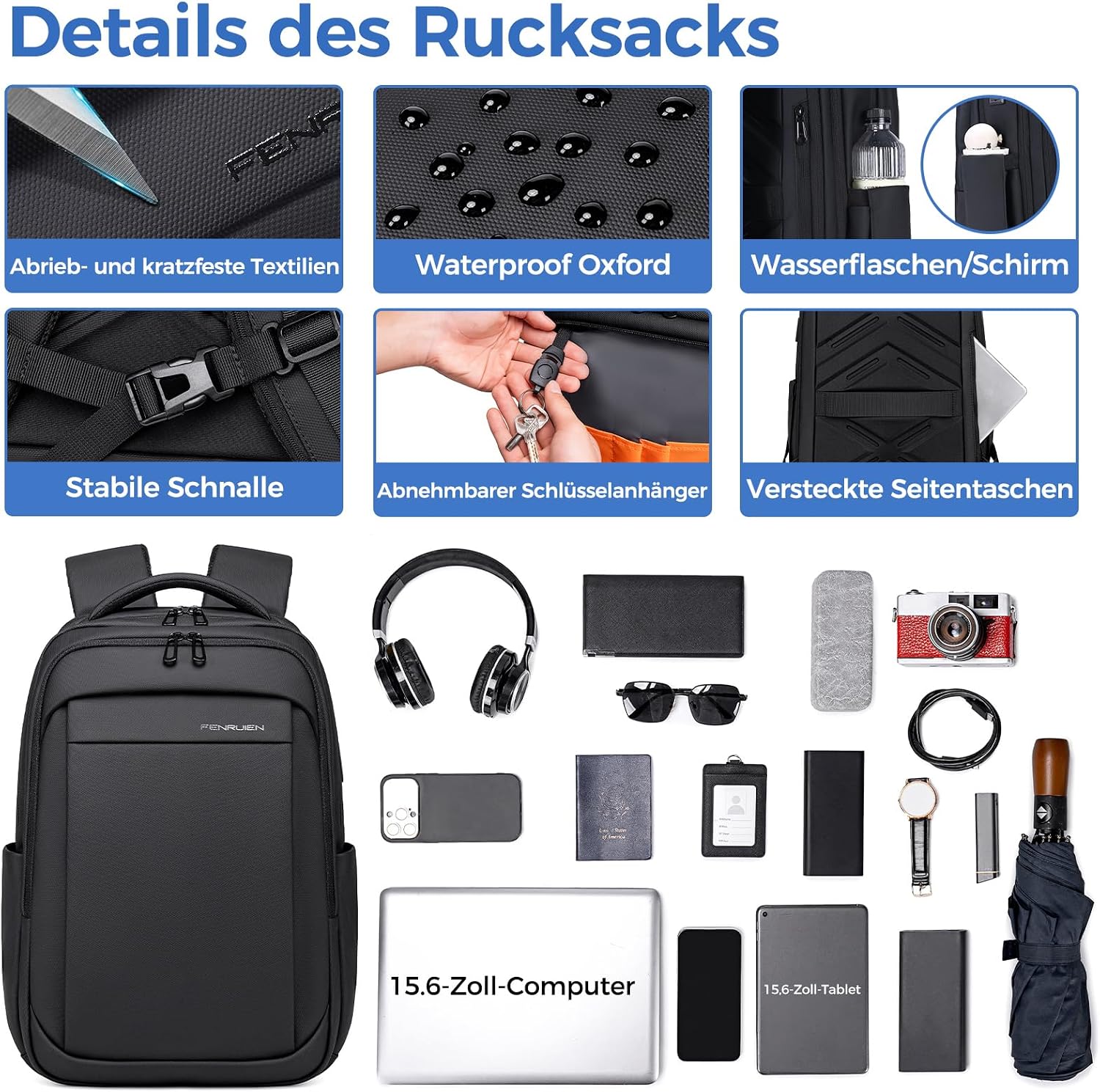 Detalle 2 de Fenree.geer Rucksack 15,6" Laptoprucksack – erweiterbar