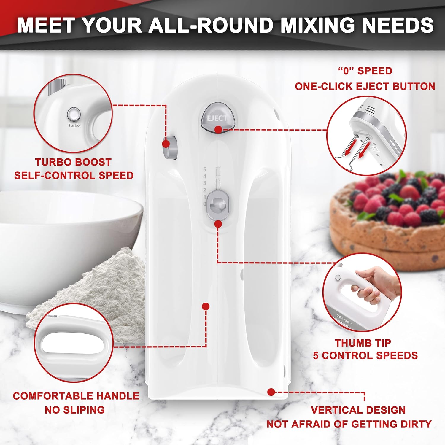 Detalle 2 de Lord Eagle Hand Mixer 400W Handheld Mixer