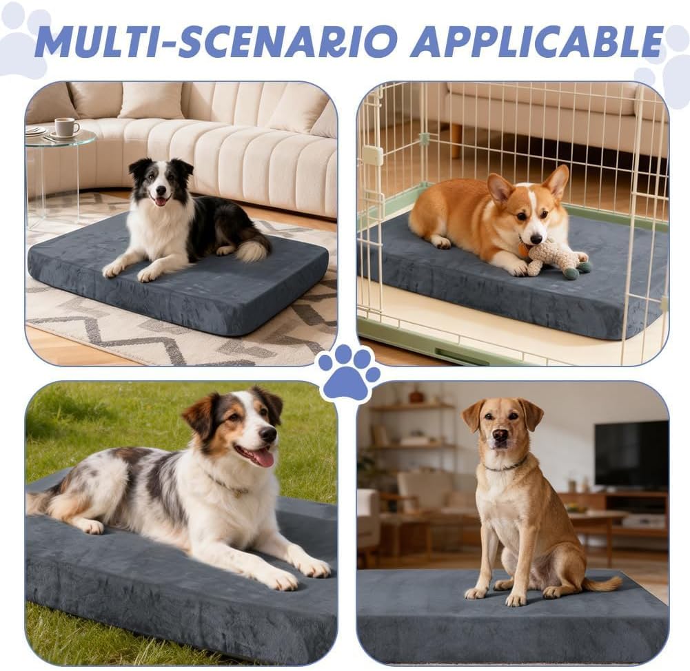 Thumbnail 6 de Housse de lit imperméable pour chien DUJUIKE en velours, doublure lavable et amovible (Gris foncé, taille S)