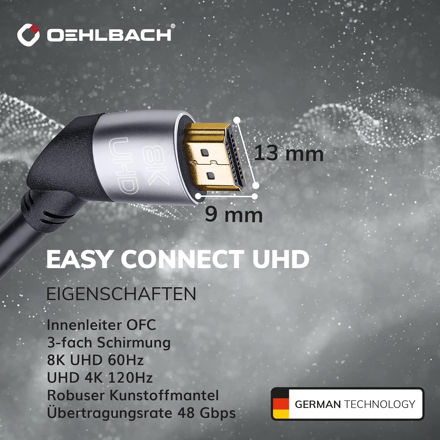 Thumbnail 3 de OEHLBACH Easy Connect UHD Ultra High Speed HDMI-Kabel – 2 m, Schwarz