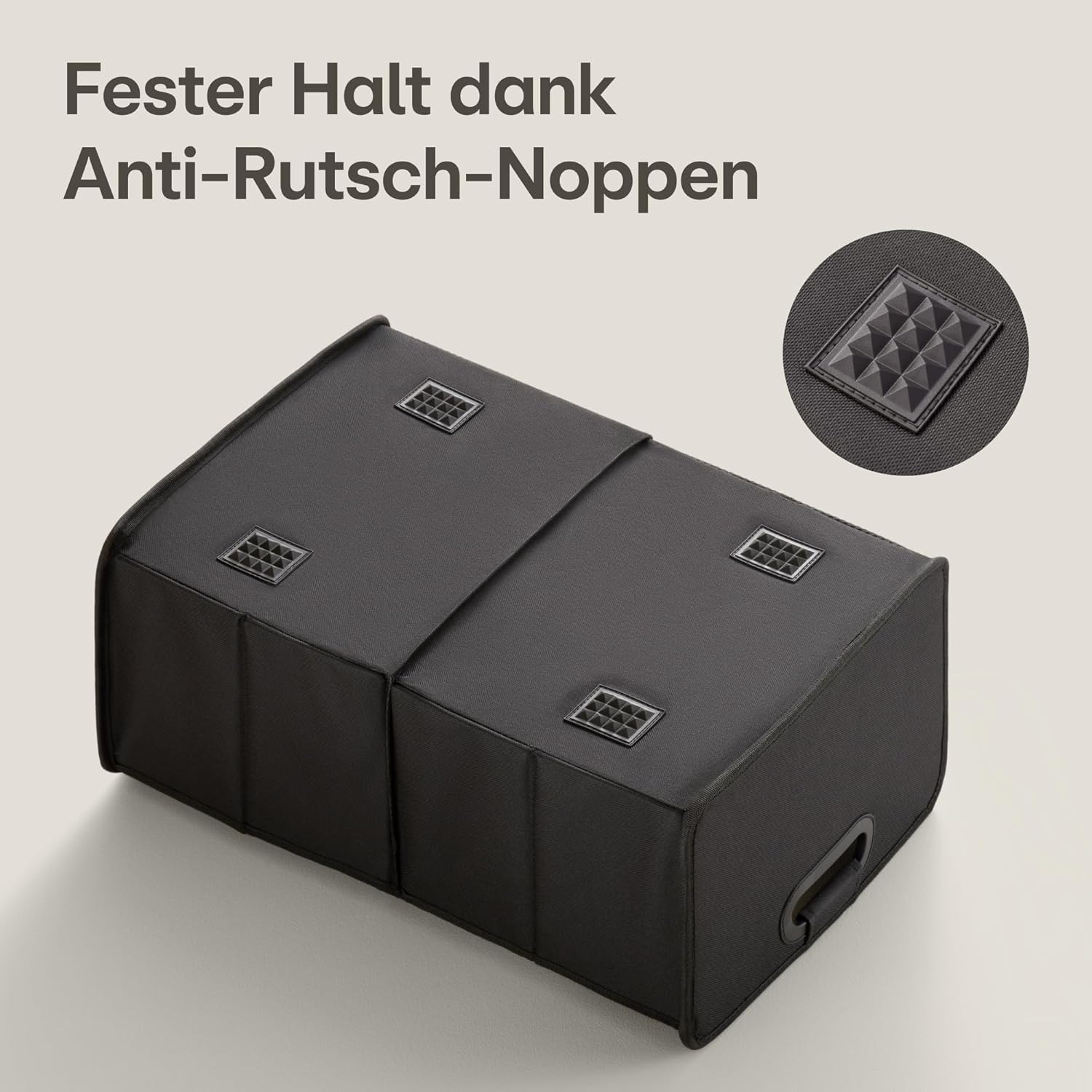 Detalle 2 de Praknu Kofferraum Organizer Faltbar XL – 3 flexible Fächer, 40 L, rutschfest und wasserabweisend