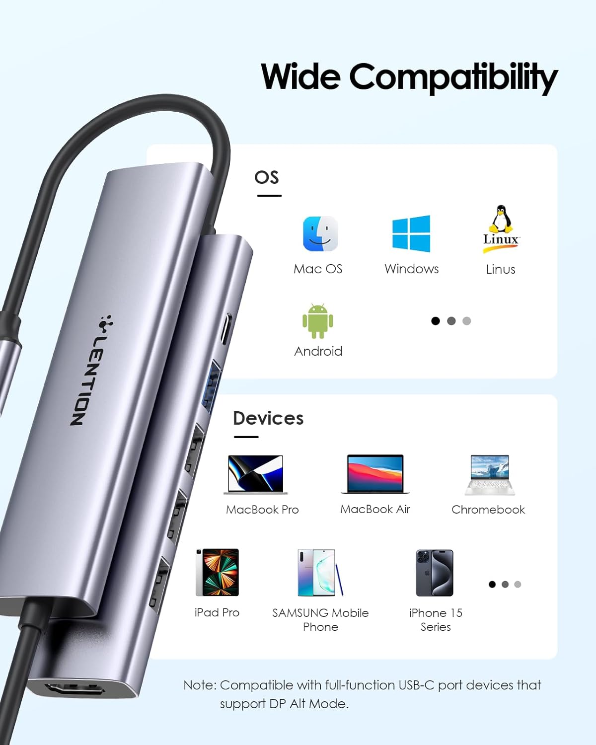 Thumbnail 5 de LENTION CH17 USB C Hub with 100W PD, 4K HDMI