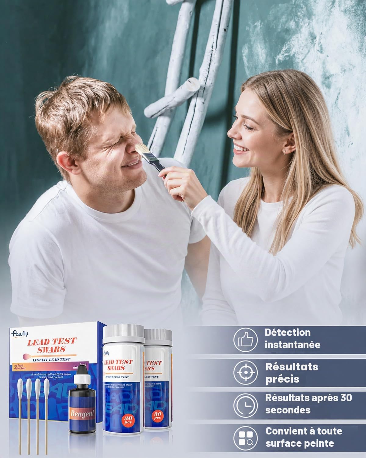 Detalle de Pawfly Pawfly-CW2991-loodtestset met 60 swabs en resultaat in 30 seconden