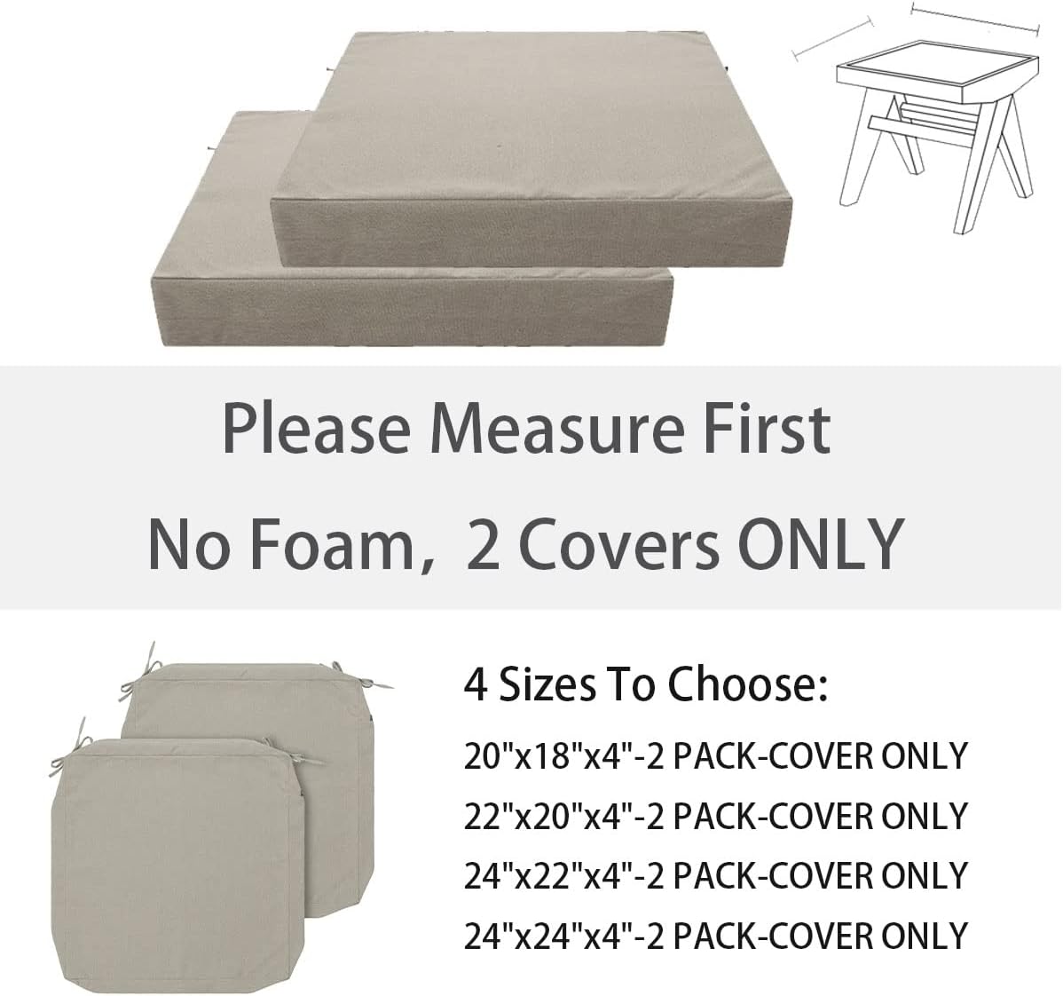 Detalle de FUNHOME Outdoor Cushion Covers 24 x 22 x 4 Inches