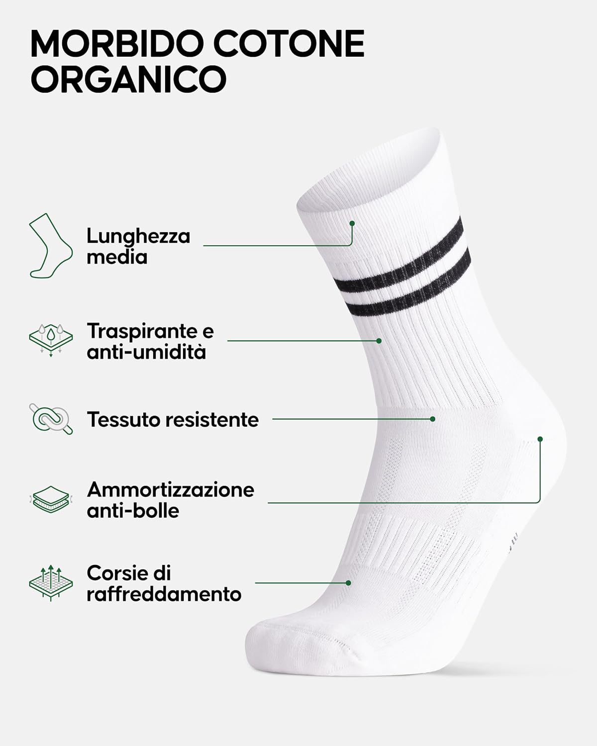 Thumbnail 1 de DANISH ENDURANCE Calze Tennis Unisex – Cotone organico, traspiranti e comode, confezione da 3 o 6 paia