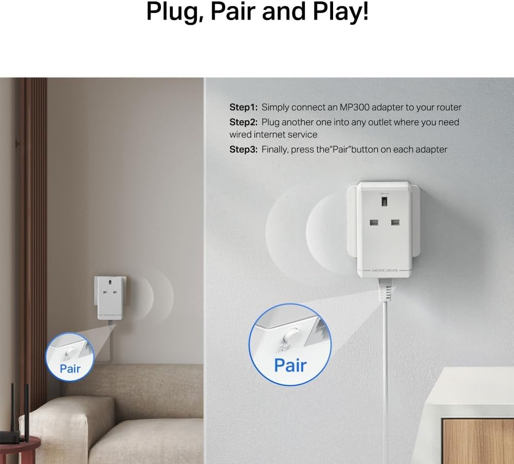 Detalle 2 de Mercursys MP300P AV600 Powerline Starter Kit