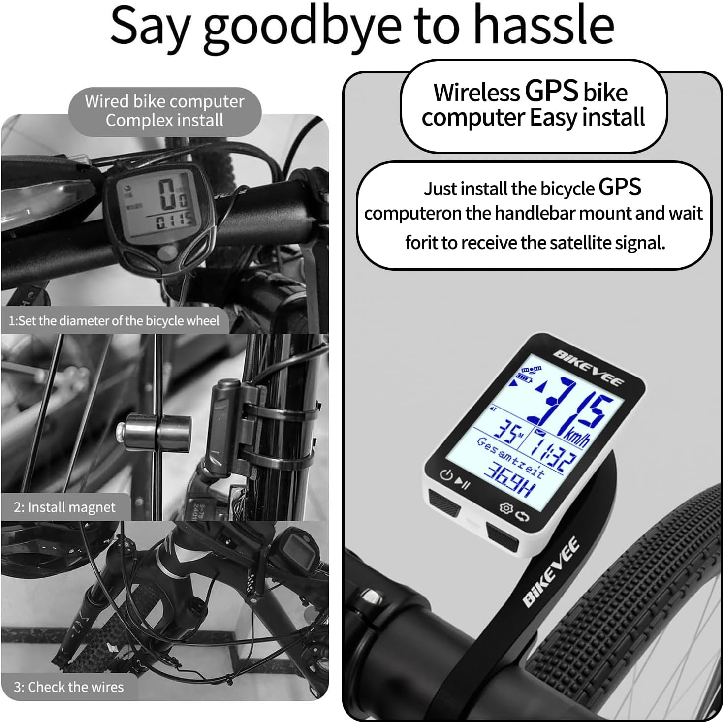 Thumbnail 3 de Bikevee GPS Fahrradcomputer kabellos mit 2,4" FSTN Display, IPX7 & 28 Std. Akku