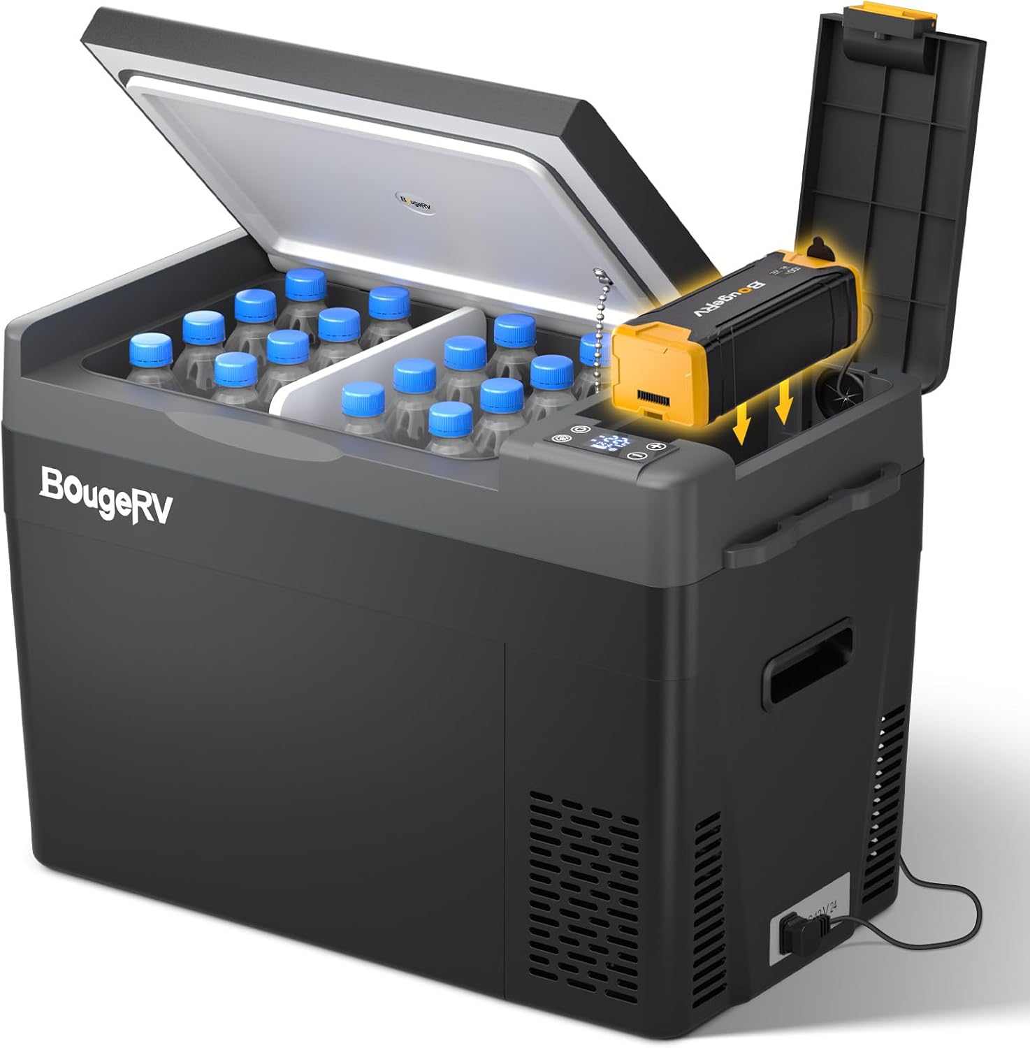 Detalle de BougeRV CRPRO Kompressor Kühlbox 12V mit 277Wh Akku – 29 Liter, tragbar, für Auto & Camping