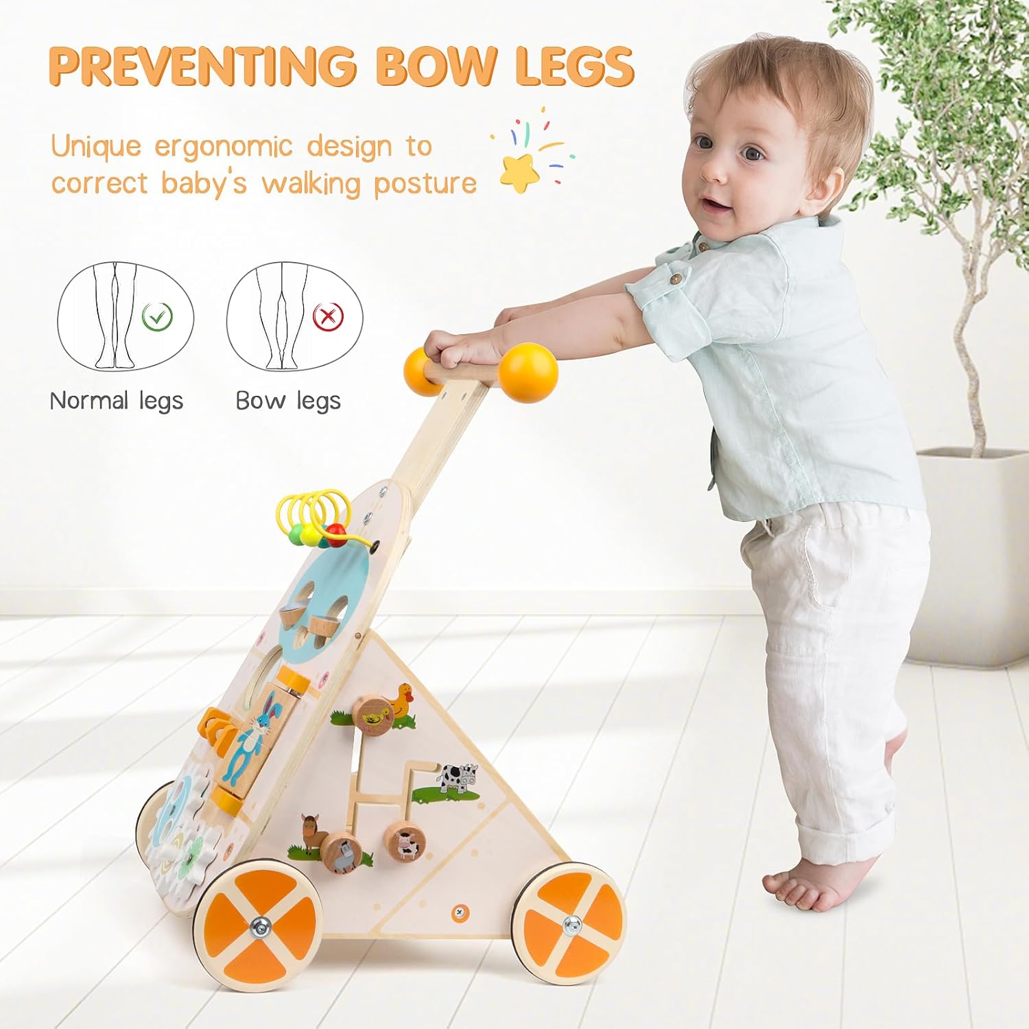 Thumbnail 5 de Jacootoys Wooden Activity Walker with Adjustable Speed & 7 Educational Activities