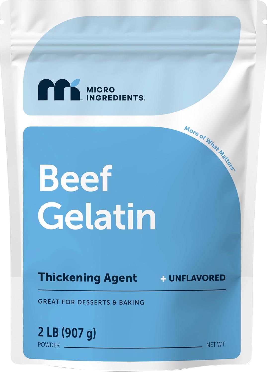 Detalle de Micro Ingredients BA-MI-GEL0907 Beef Gelatin Powder, 2 lb, Unflavored