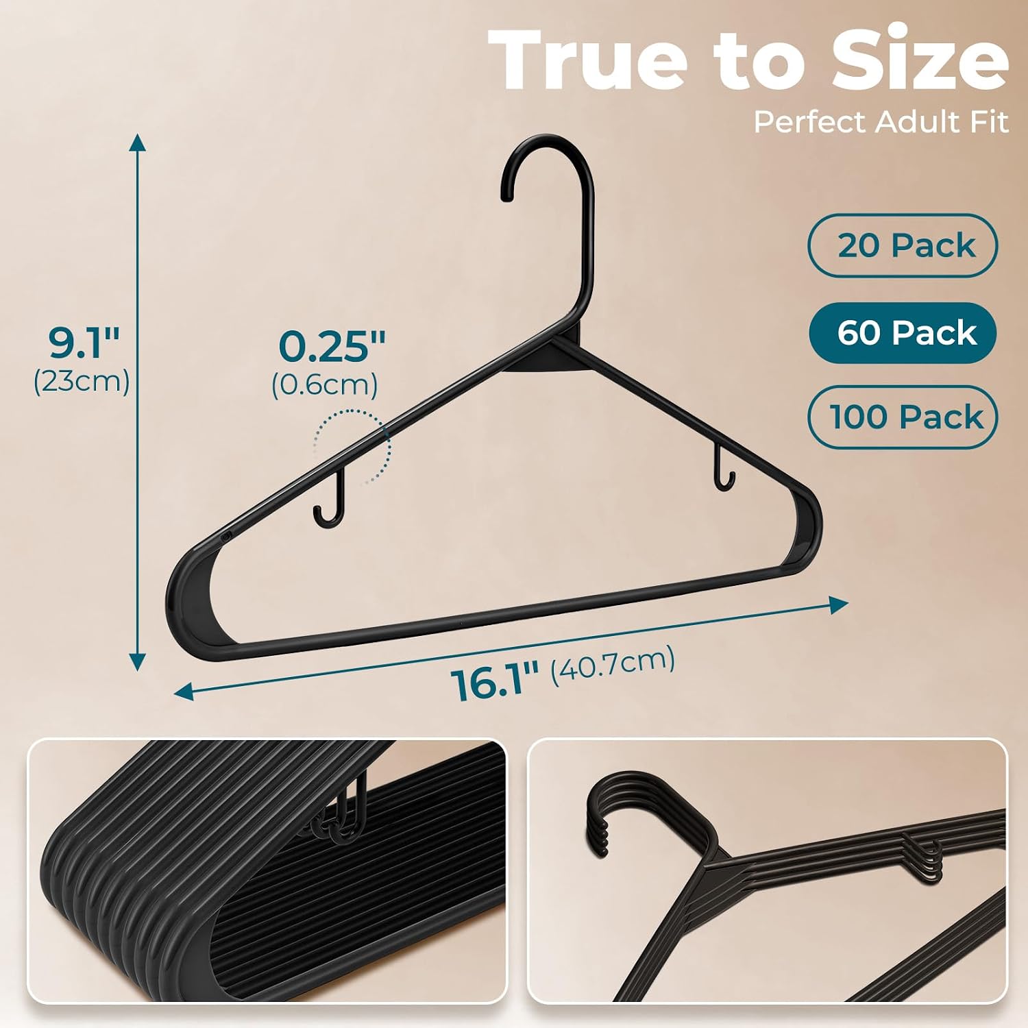 Detalle 2 de HOUSE DAY 60-Pack Clothes Hangers