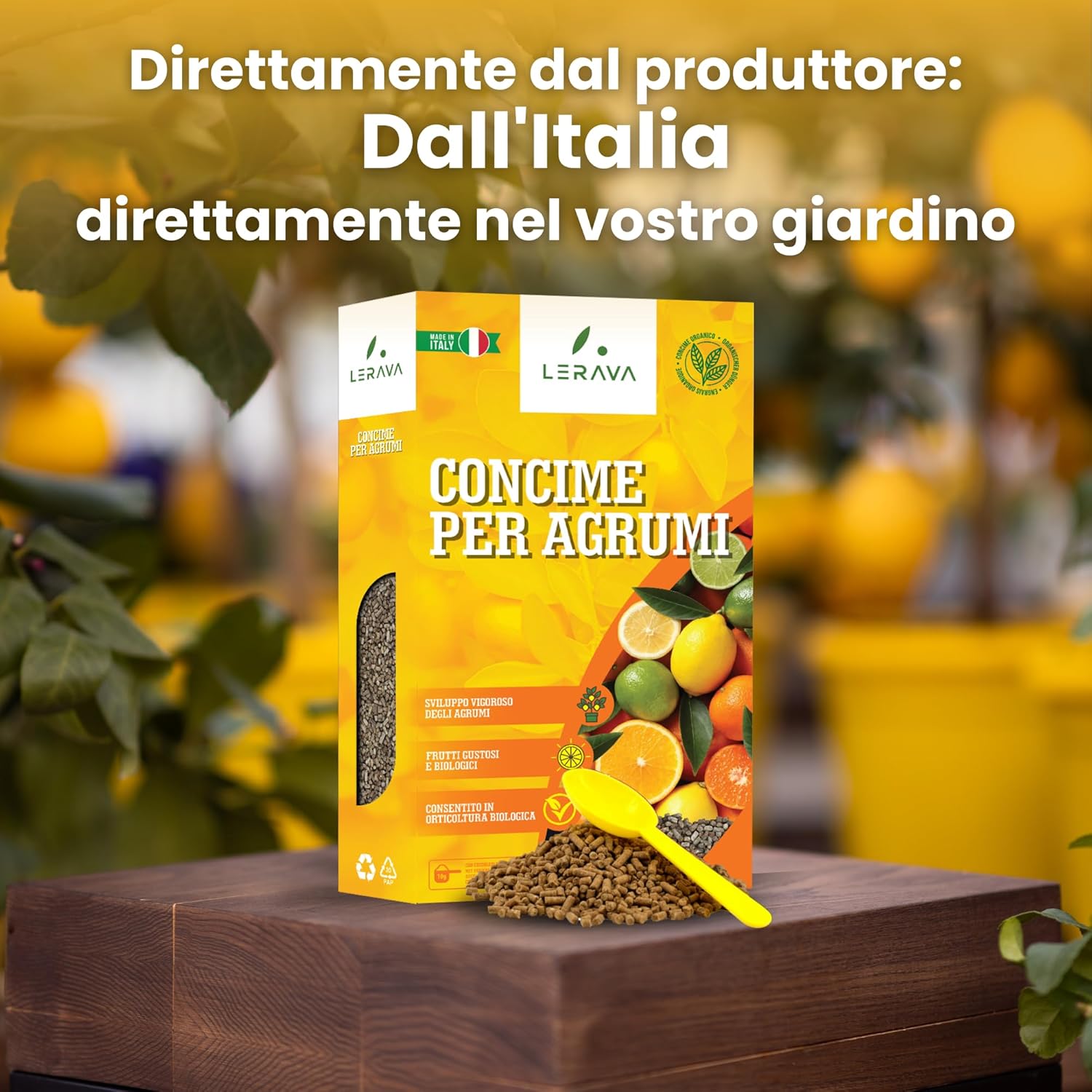 Detalle de LERAVA Concime Agrumi Bio (4x800g): concime biologico per limoni e agrumi, 100% Made in Italy