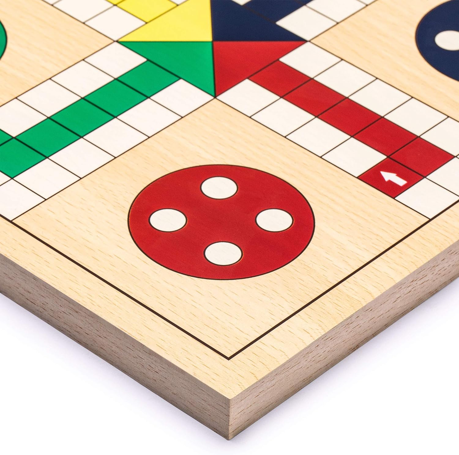 Detalle de Yellow Mountain Imports Jeu de l'échelle en Bois Réversible 2 en 1, Jeu du Ludo – 29 cm