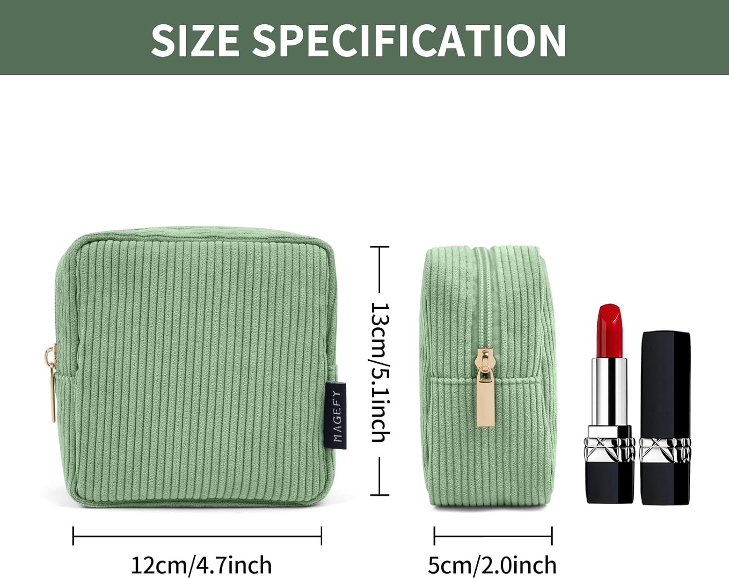 Detalle de MAGEFY Kosmetiktasche – Kleine Make-up Tasche aus Kordsamt für Reisen und Alltag